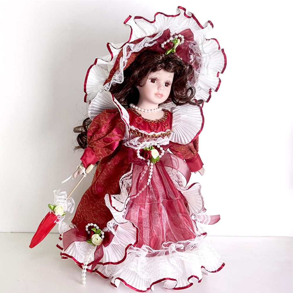 Dollhouse 30cm Miniature Porcelain Doll Victorian Woman in Red Dress :  Amazon.com.be: Toys