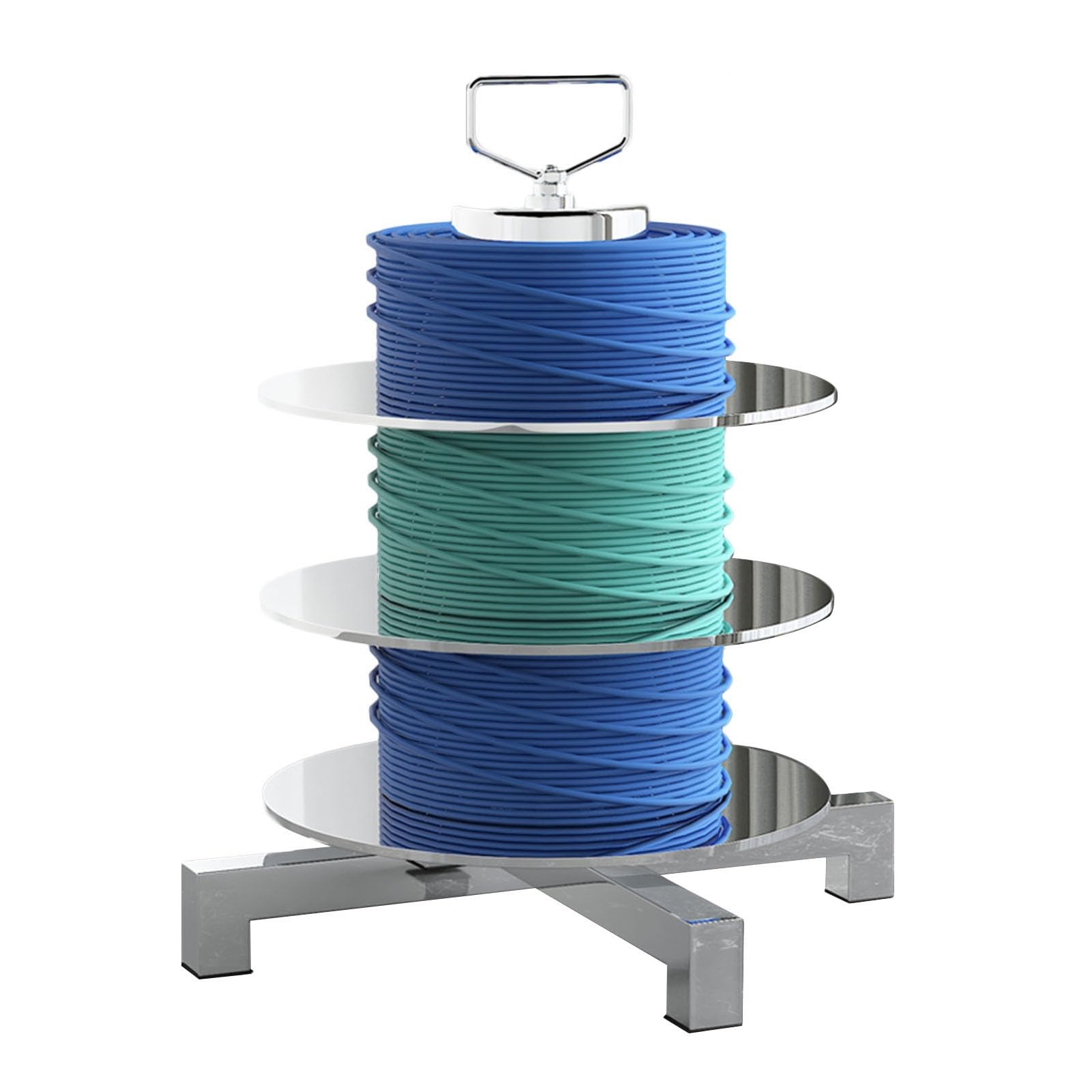 Soporte de carretes de alambre de 3 ejes para acabar con enredos de cables en instalaciones
