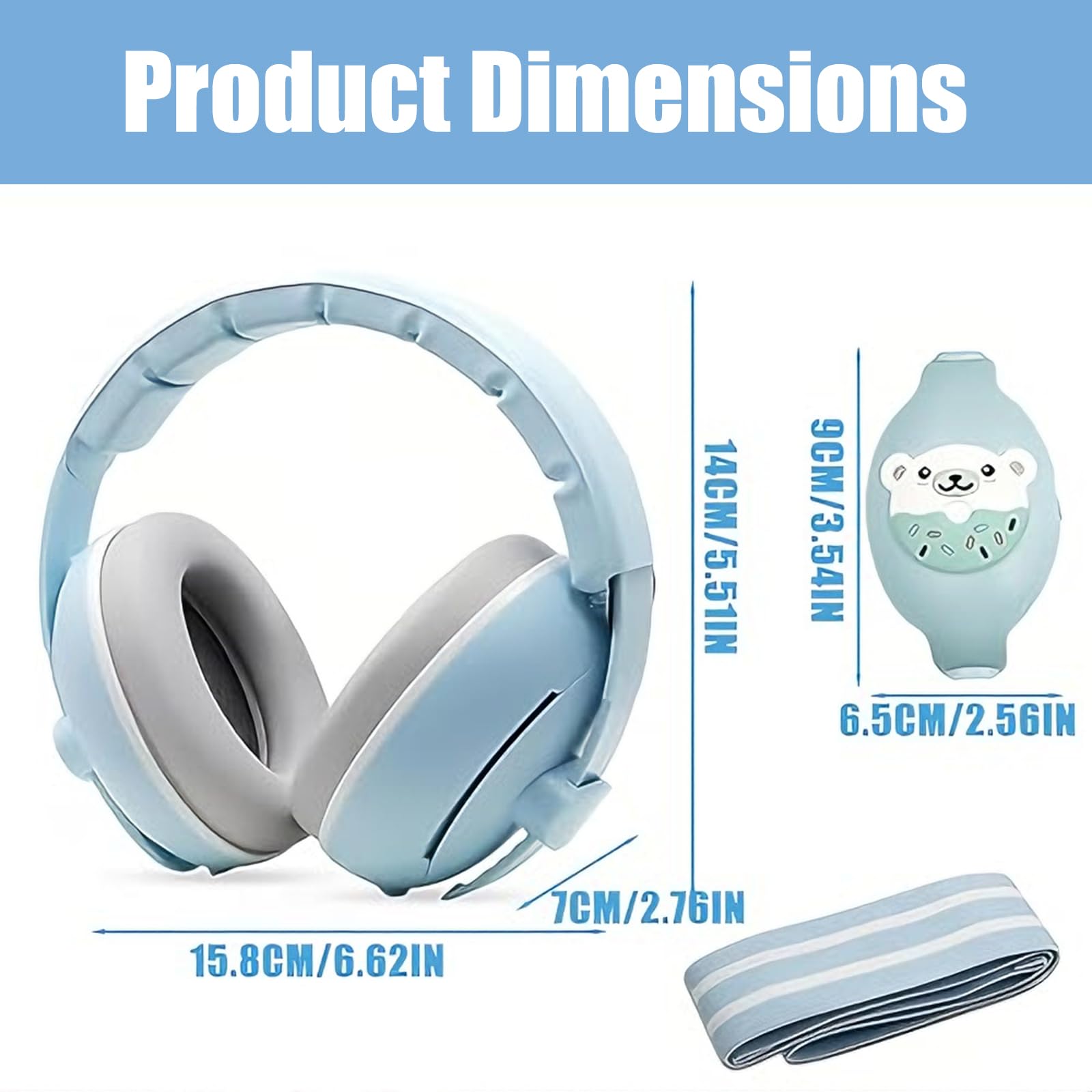 Cascos Bebe Antiruido, Con Bolsa de Transporte, para Sueño y Viajes, Protectores Auditivos Ajustables para Bebé y Niños de Hasta 48 Meses, Reducción de Ruido hasta 25dB - 3