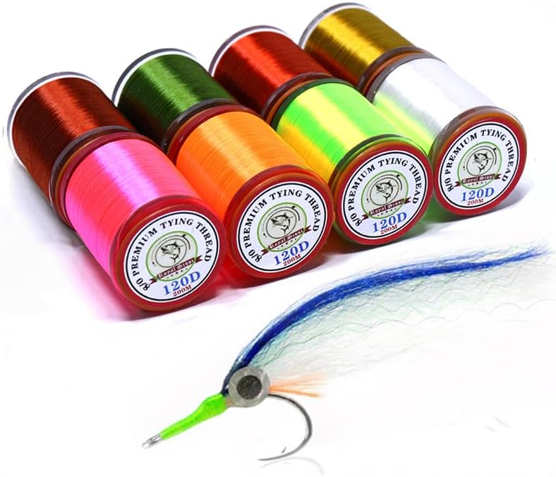 Fly Tying Thread 8 Colors 120D High Strength Nylon Fly Fishing Thread Fly Tying Materials for Saltwater Fly Patterns
