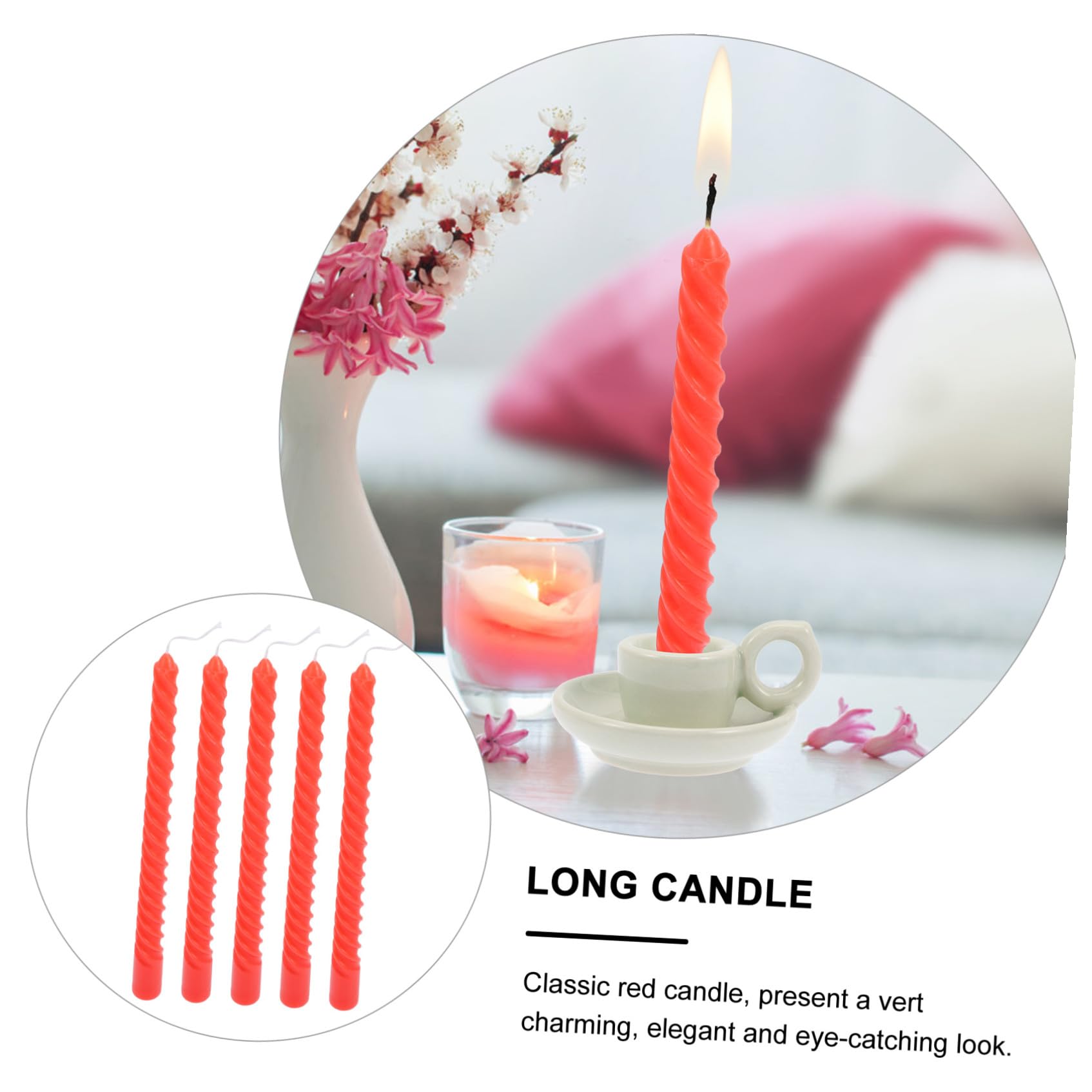 MAGICLULU 12pezzi Candela Lunga Paraffina Candela Ornamentale Per Tavolo Da Pranzo Spessa Per Decorazione Festa Nozze