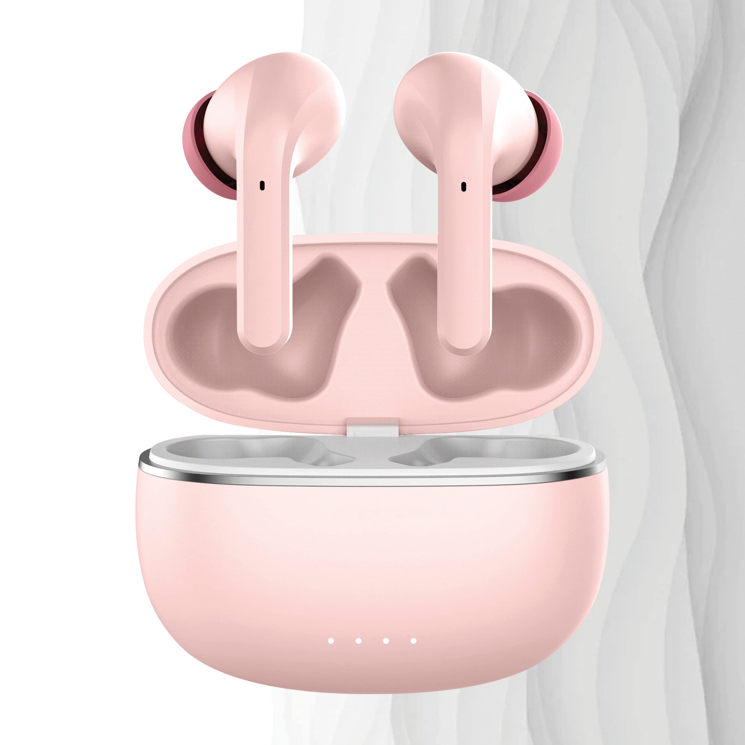 FOREVER Auriculares inalámbricos Bluetooth 5.3 modos ANC TWE-210 EARP con estuche de carga micrófono, control, indicadores LED auriculares intraurales (rosa)
