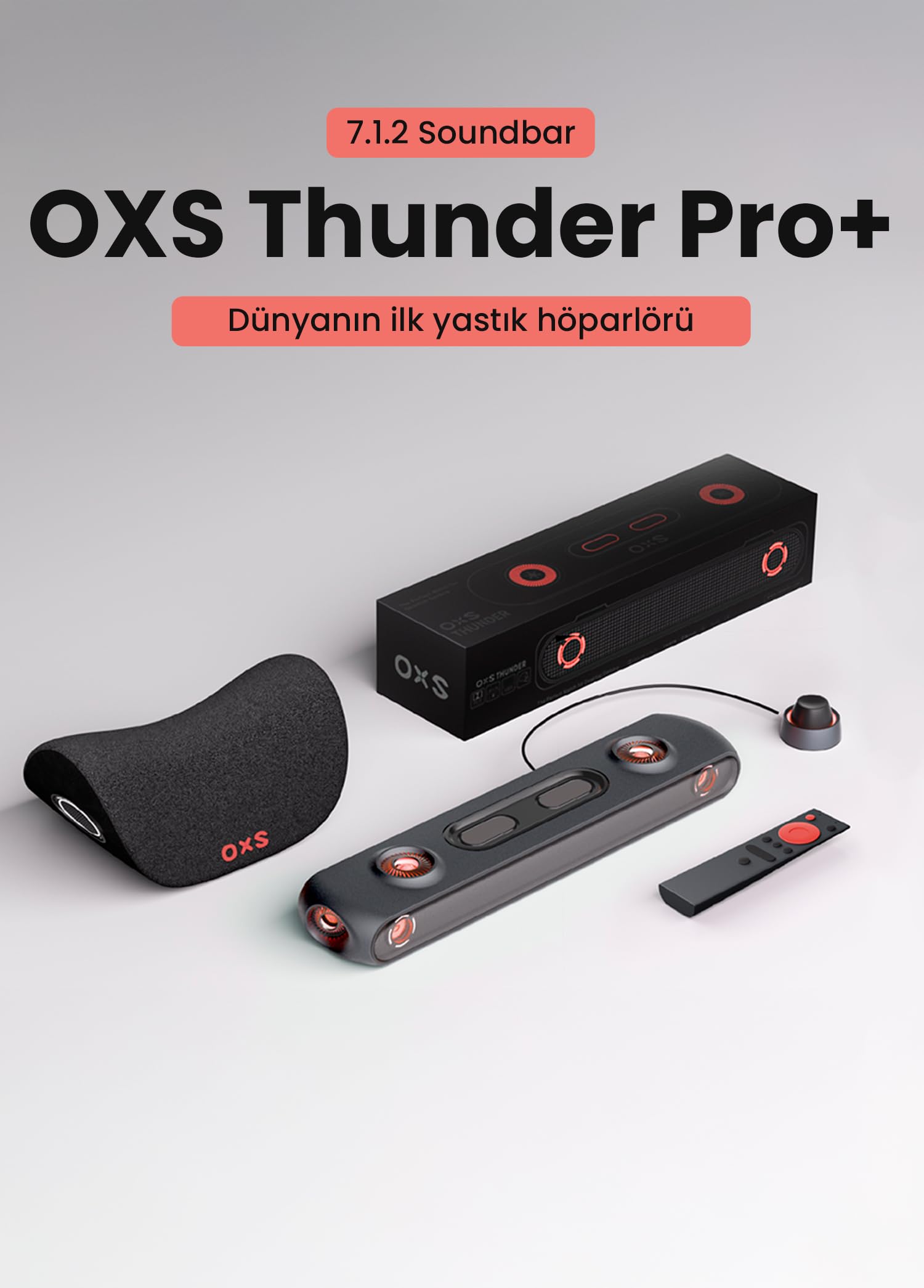OXS Thunder Pro+ Gaming Soundbar, Kablosuz Yastık Hoparlör, 7.1.2