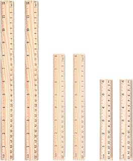 Wooden Ruler, 6 inch 8 inch 12 inch Rulers, Pack of 6, Bulk Wood Measuring Ruler for Classroom School Home and Office, 2 Scale