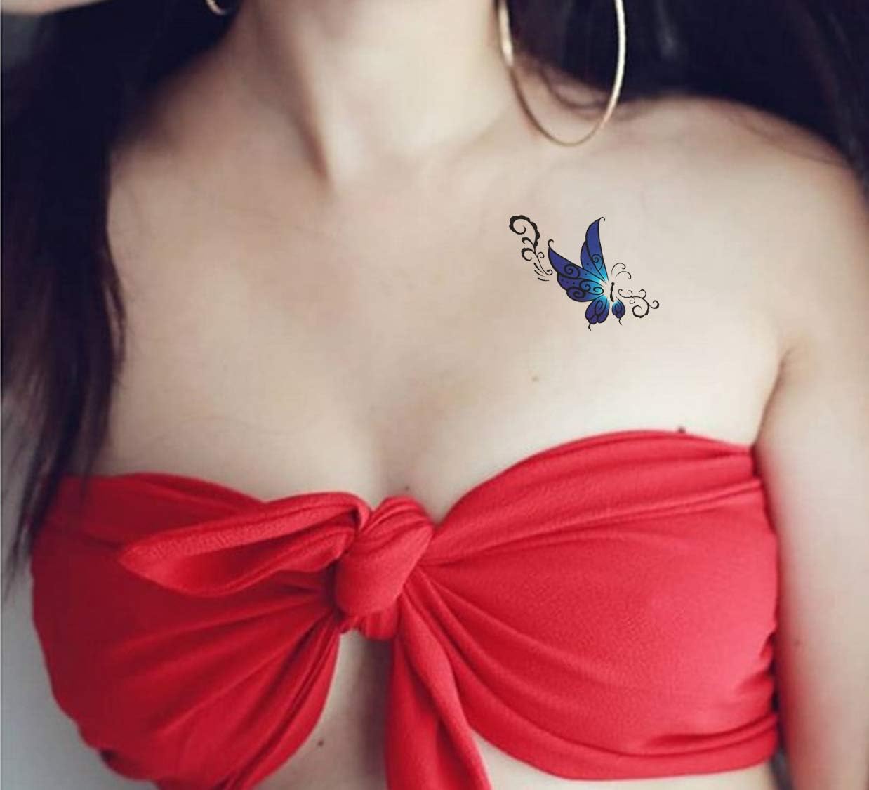 Temporary Tattoo Stickers for Men, Women, Boys & Girls Waterproof Tattoo Stickers Flowers Butterfly Stars angle wolf Armband words 3D Realistic Tattoo Stickers X-339 Size 60mmX105mm