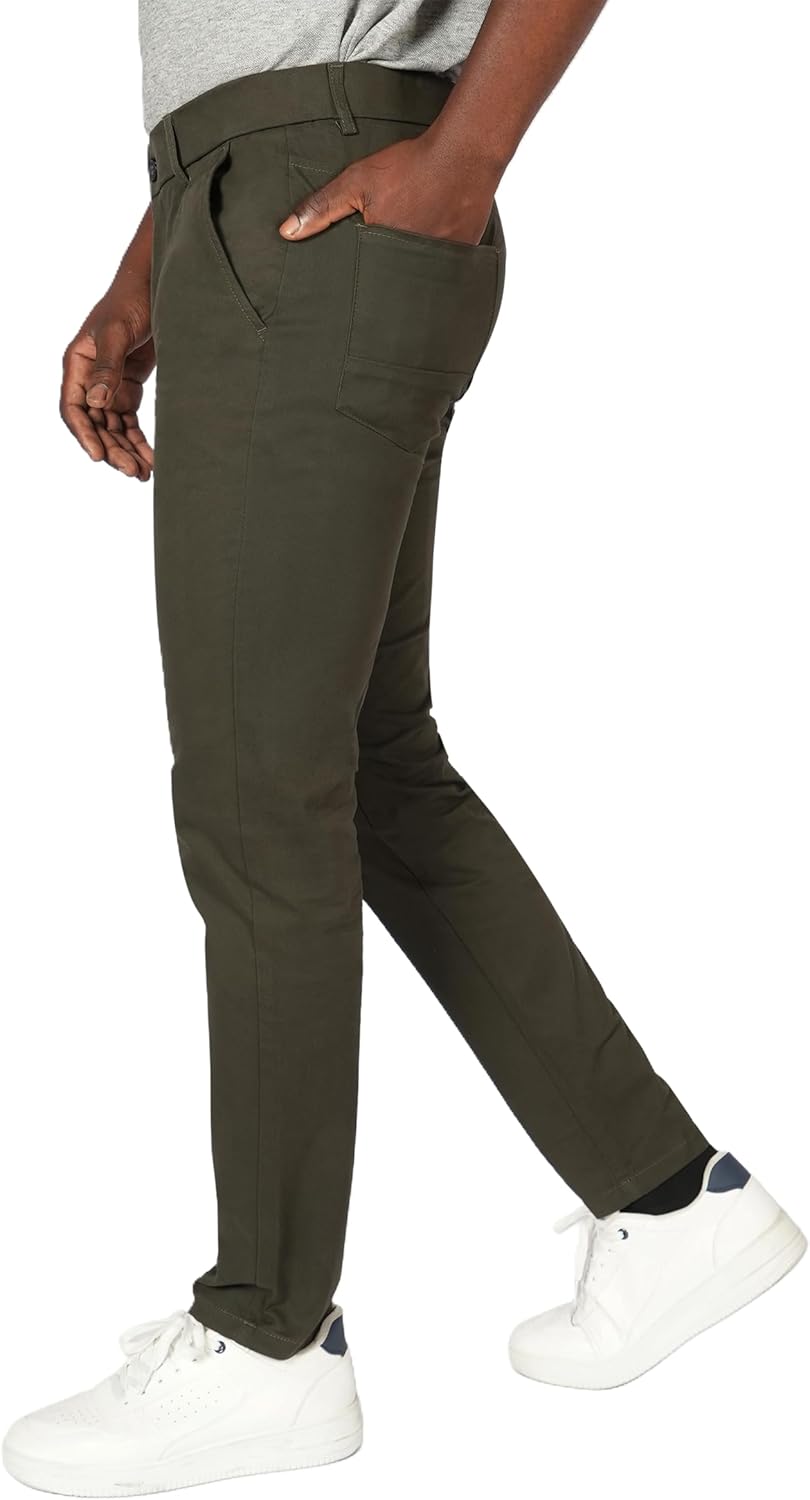 Plaid&Plain Men's Skinny Stretchy Khaki Pants Colored Pants Slim Fit Slacks Tapered Trousers - Image 9
