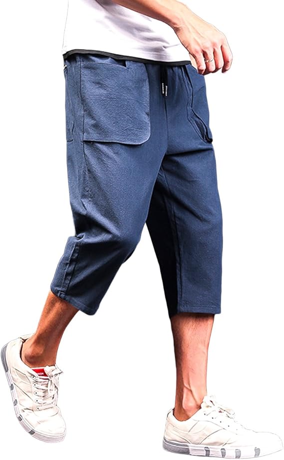 Amazon Yj Gwl ショートパンツ メンズ ハーフパンツ 綿麻 ショーツ スウェット おしゃれ 短パン 夏 7分丈 スポーティ リラックス リゾート 通気性 大きいサイズ ネイビー Xxl ショートパンツ 通販
