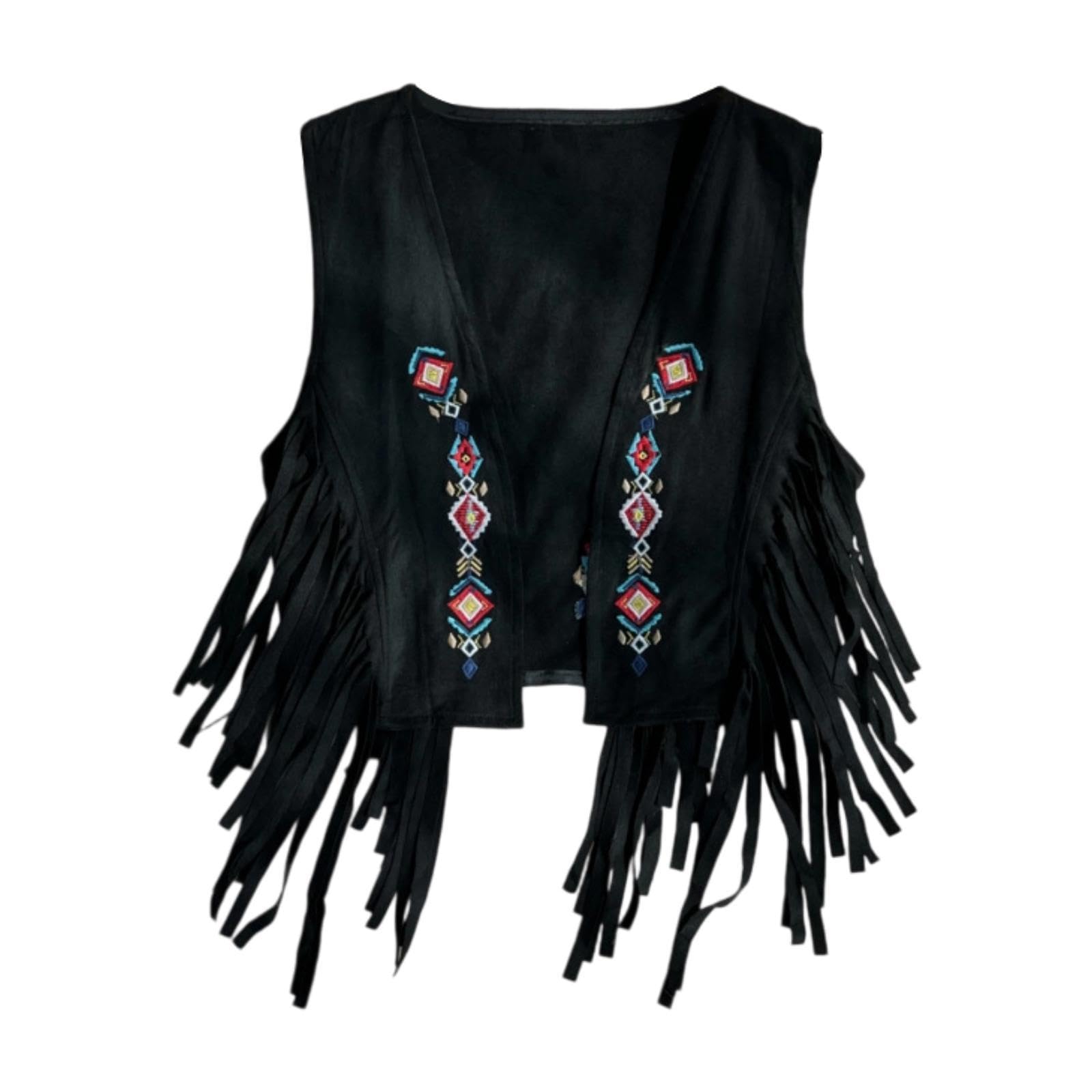 calandis ™ 70S Hippie Suede Fringe Jacket Home Cowgirl Western Outfit Women Fringe Vest Black | Coats & Jackets | Womens Clothing | Clothing Shoes & Accessories-picture-31