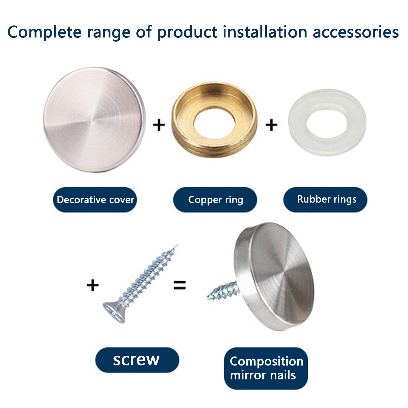 8Pcs Stainless Steel Mirror Nails Cap Durable Mirror Screws Decorative Cover Cap Brushed Mirror Screws Polished Cap for Mirror Tables Bath - Image 3