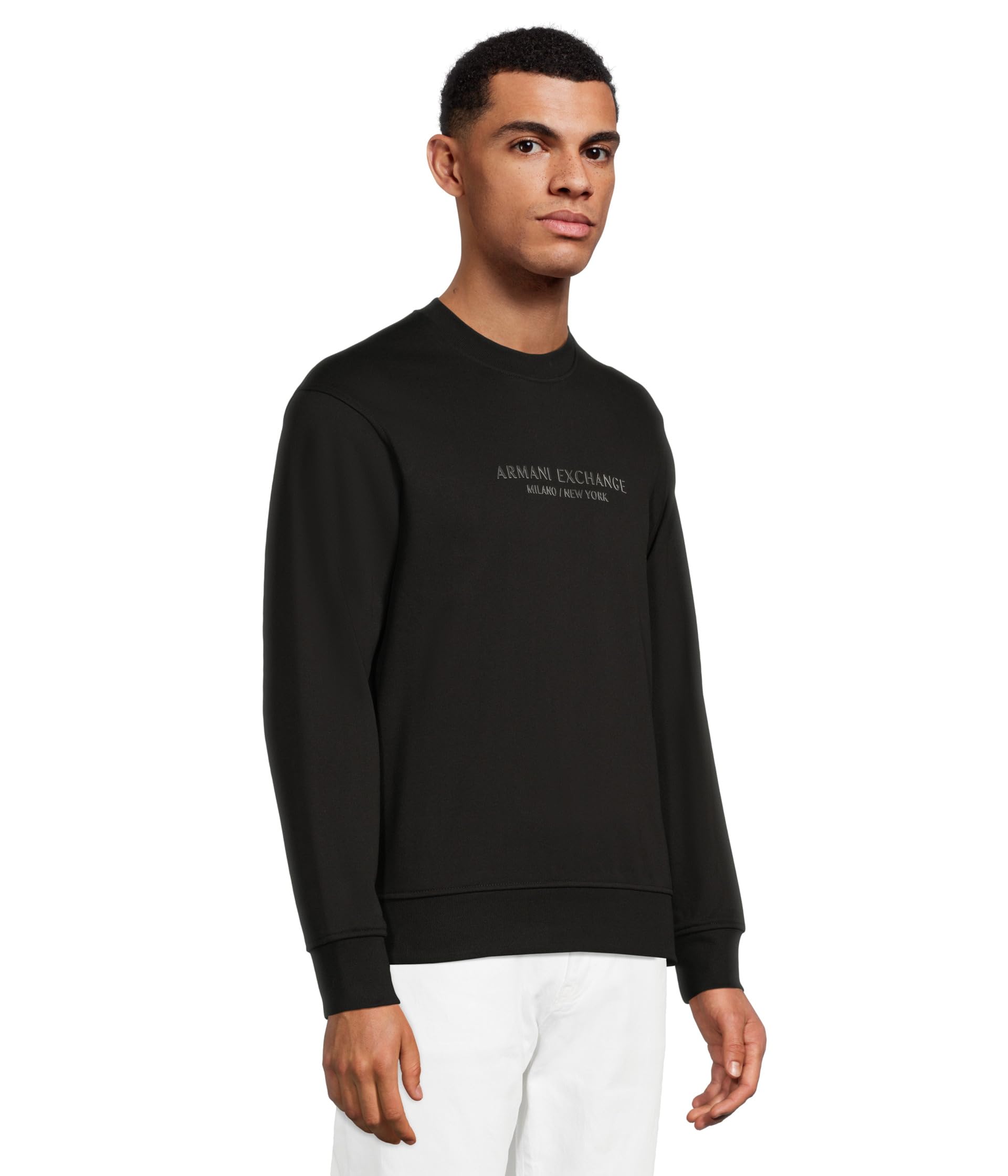 Armani Exchange Long Sleeve, Front Tone On Tone Logo Maglia di Tuta Uomo (Pacco da 1)