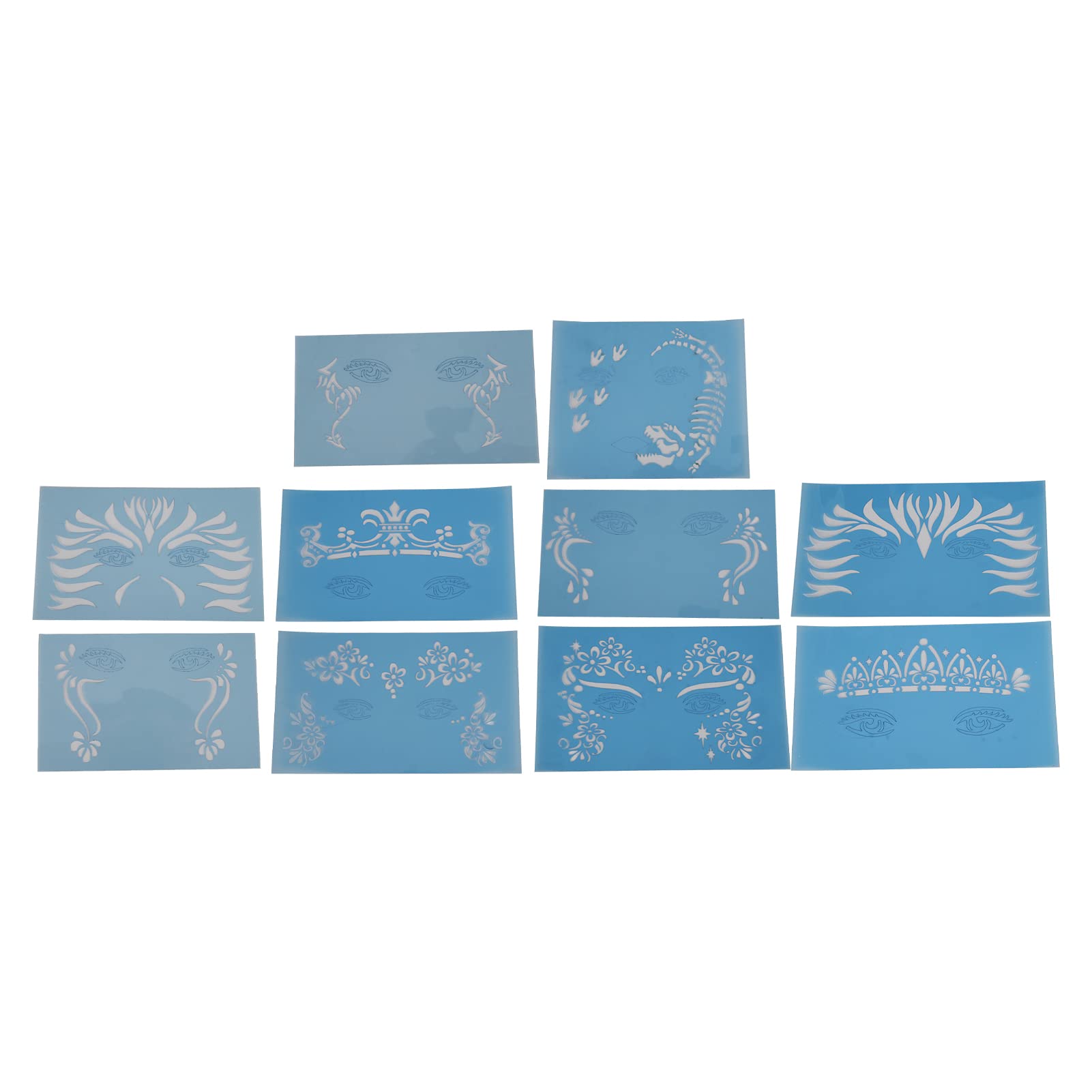 Face Paint Stencil Kit, Face Paint Template Flexible Makeup 10 Sheet PET Compact Unique Pattern for Women for Stage Performance for Parties