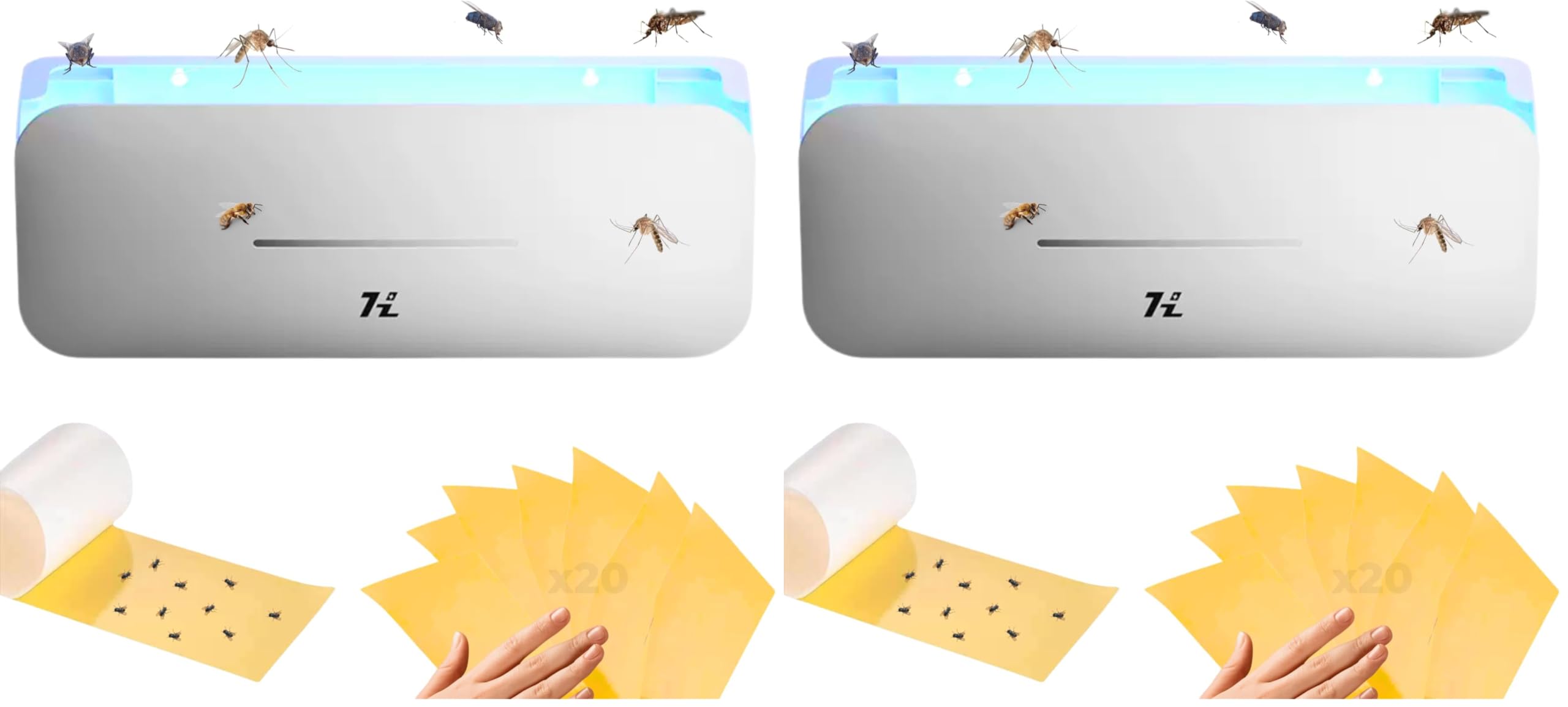 Lampada Elettrica per Zanzare da 220 V, Repellente per Insetti, 10 W Power Fly Killer, Luce UV da 365 nm, Senza Sostanze Chimiche, Valida per Uso Interno ed Esterno, 50 m-100 m2. (20 fogli inclusi)