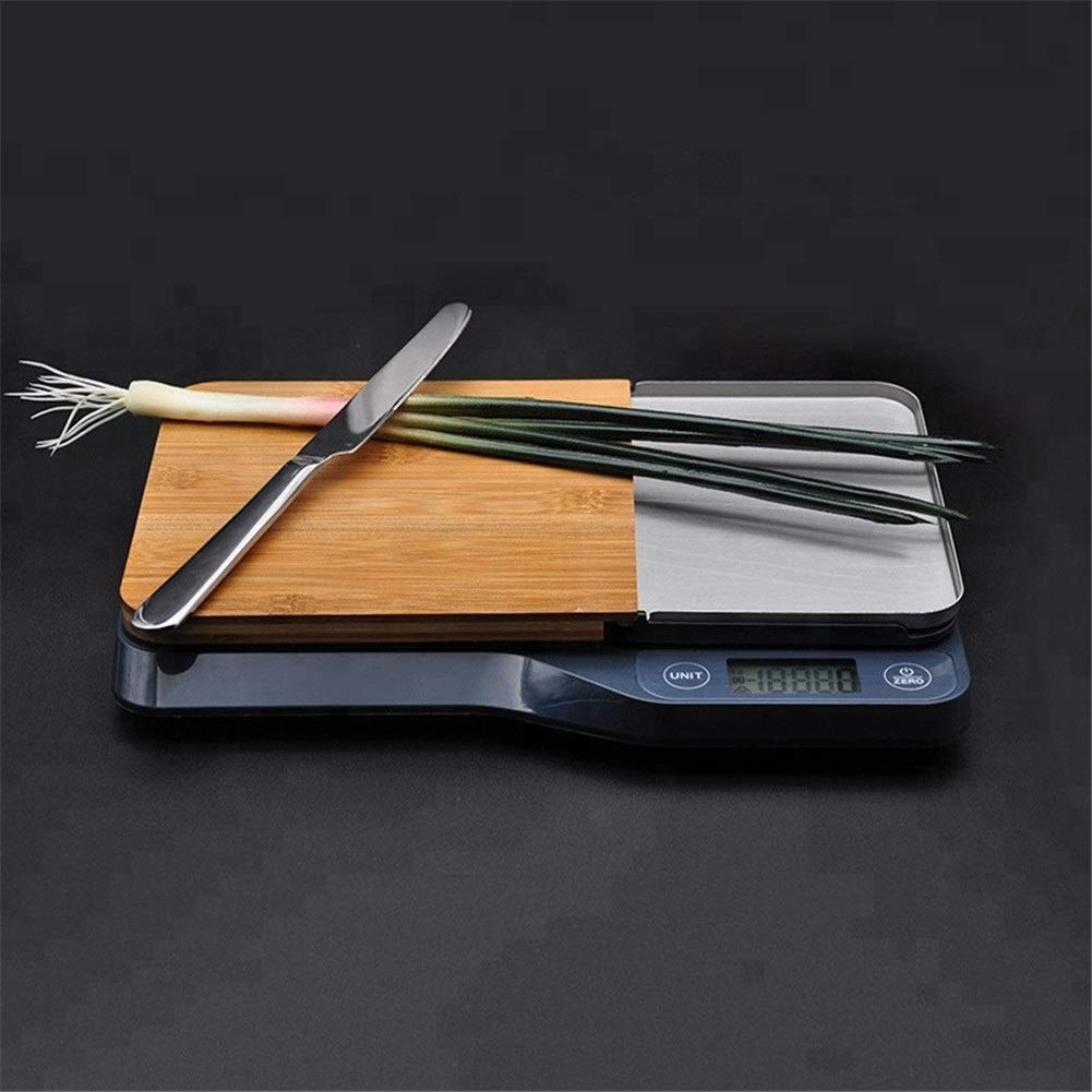 Waga kuchenna Kitchen Scale do pieczenia stół drewniany deska do krojenia stal szlachetna taca elektroniczna waga kuchenna 5 kg / 1 g (kolor : czarny)