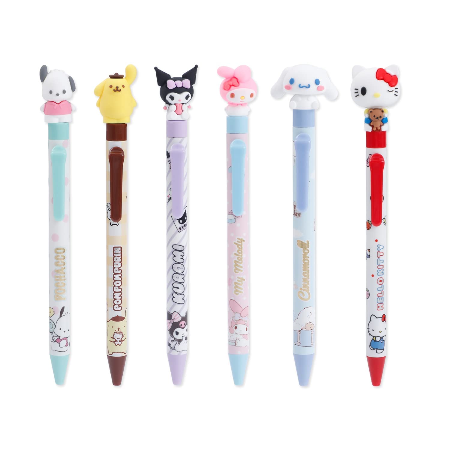 TERRIFI Anime Cartoon Gel Pen, Kitty Ballpoint Writing Pen, Press Retractable Ballpoint Pen, 6 Pcs Black 0.5mm Gel Pen, for Student School Supplies