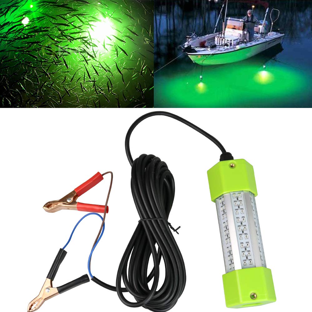Lightingsky 12V 70W 7000 Lumens LED Submersible Fishing Light 6 Sides Underwater Fish Finder Lamp with 5m Cord (Green-70W)