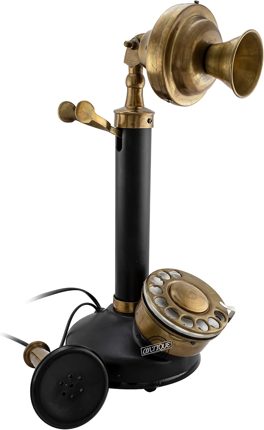 Vintage Candlestick Phone Rotary Dial Telephone Wired Landline Antique Home Décor (Black Antique)