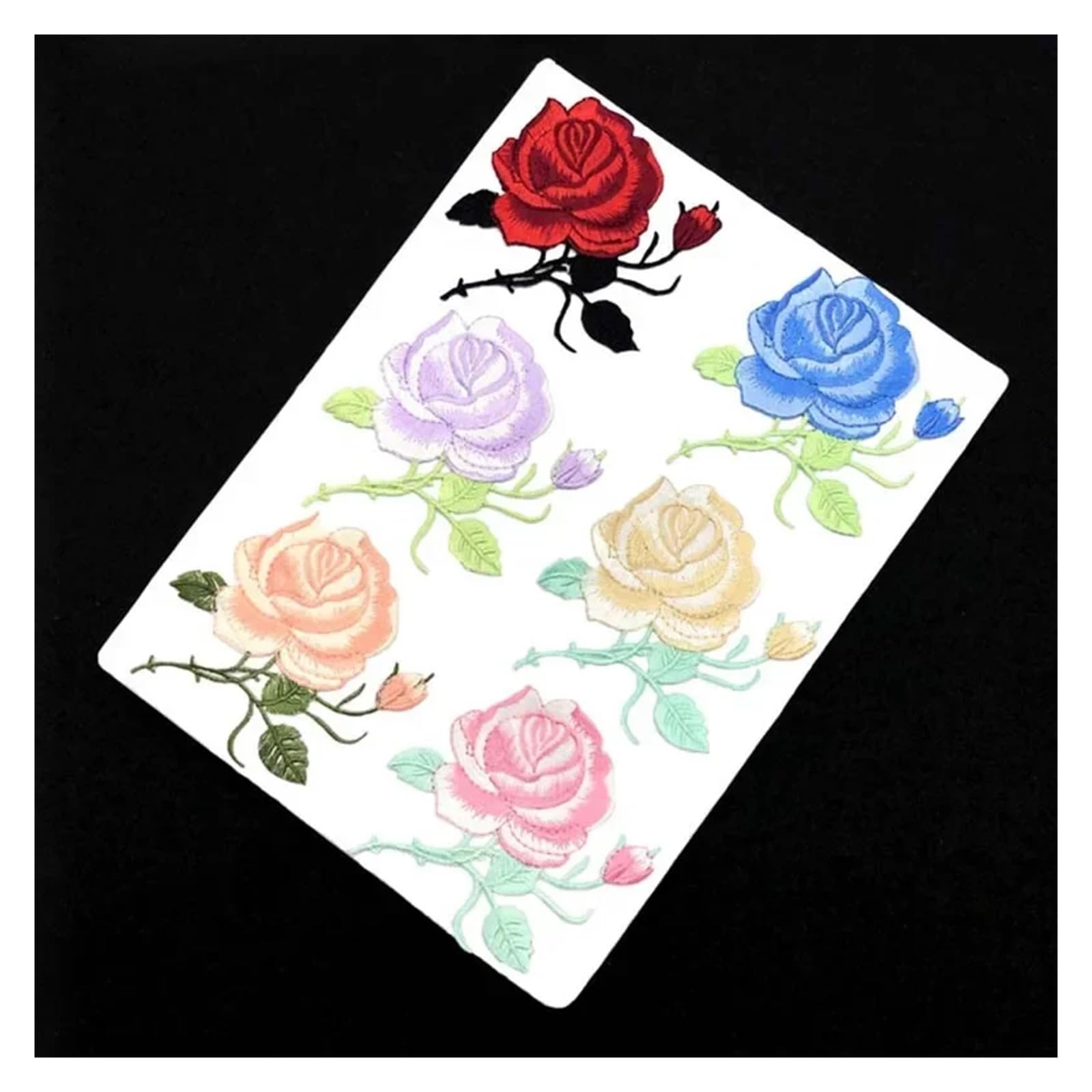 2pc 8,5 * 8CM/Stoff Blume Applique Patch Thermocollant Kleidung Aufkleber, Rose Stickerei Eisen auf Patches Dekoration for Kleidung, Jean(S)