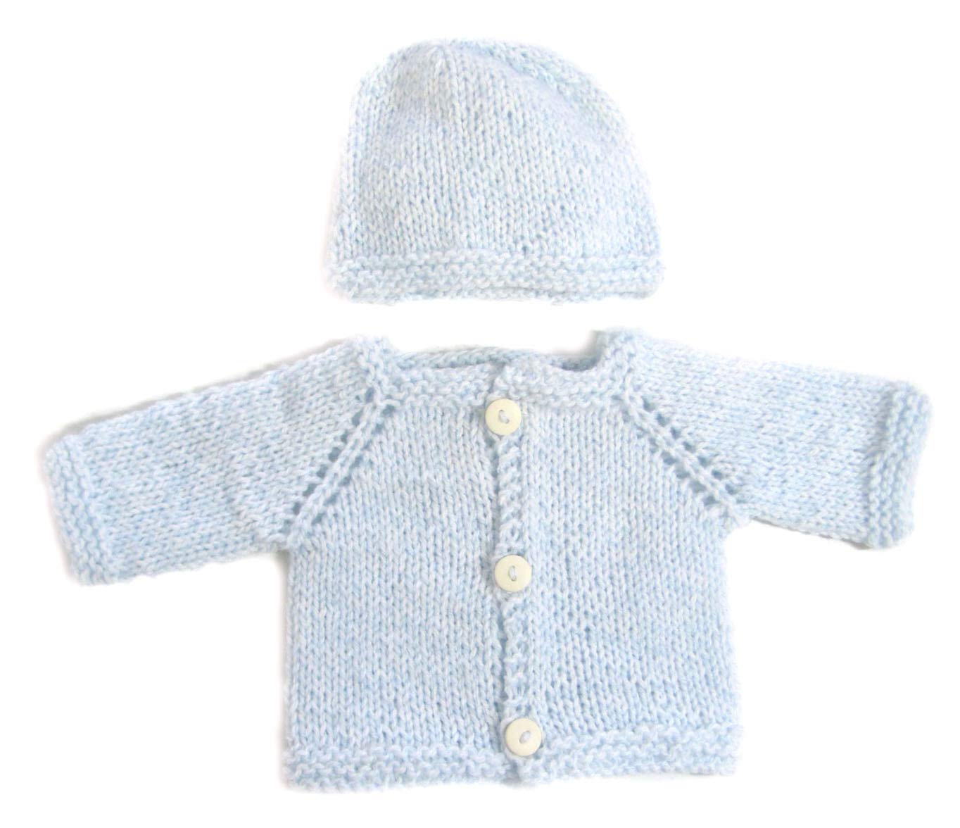 KSS Handmade Light Blue Baby Boy Sweater/Cardigan and Hat Set 3Months SW-629