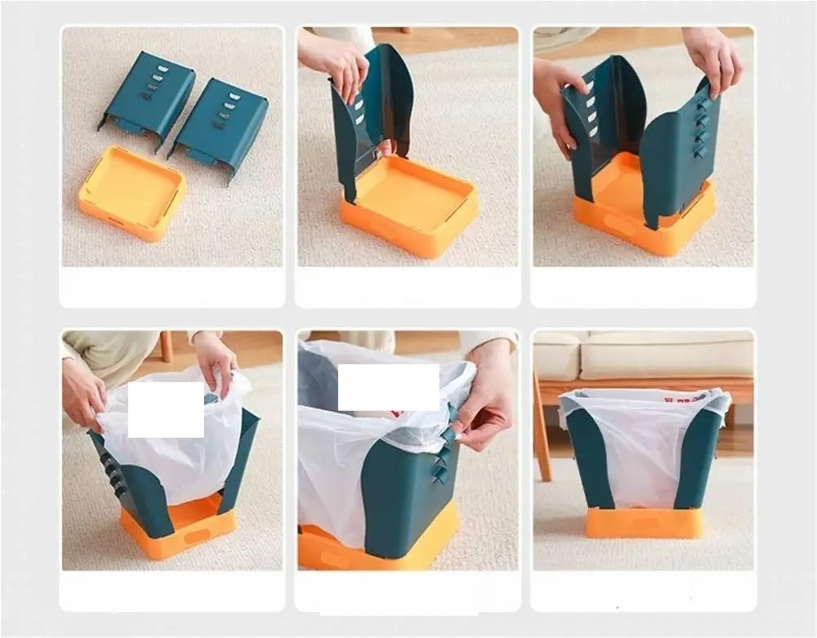 Soporte for Bolsas de Basura portátil, Cubo Plegable, Extensible for Acampar, Interior y Exterior, 3 uds para Bolsas(Gray)