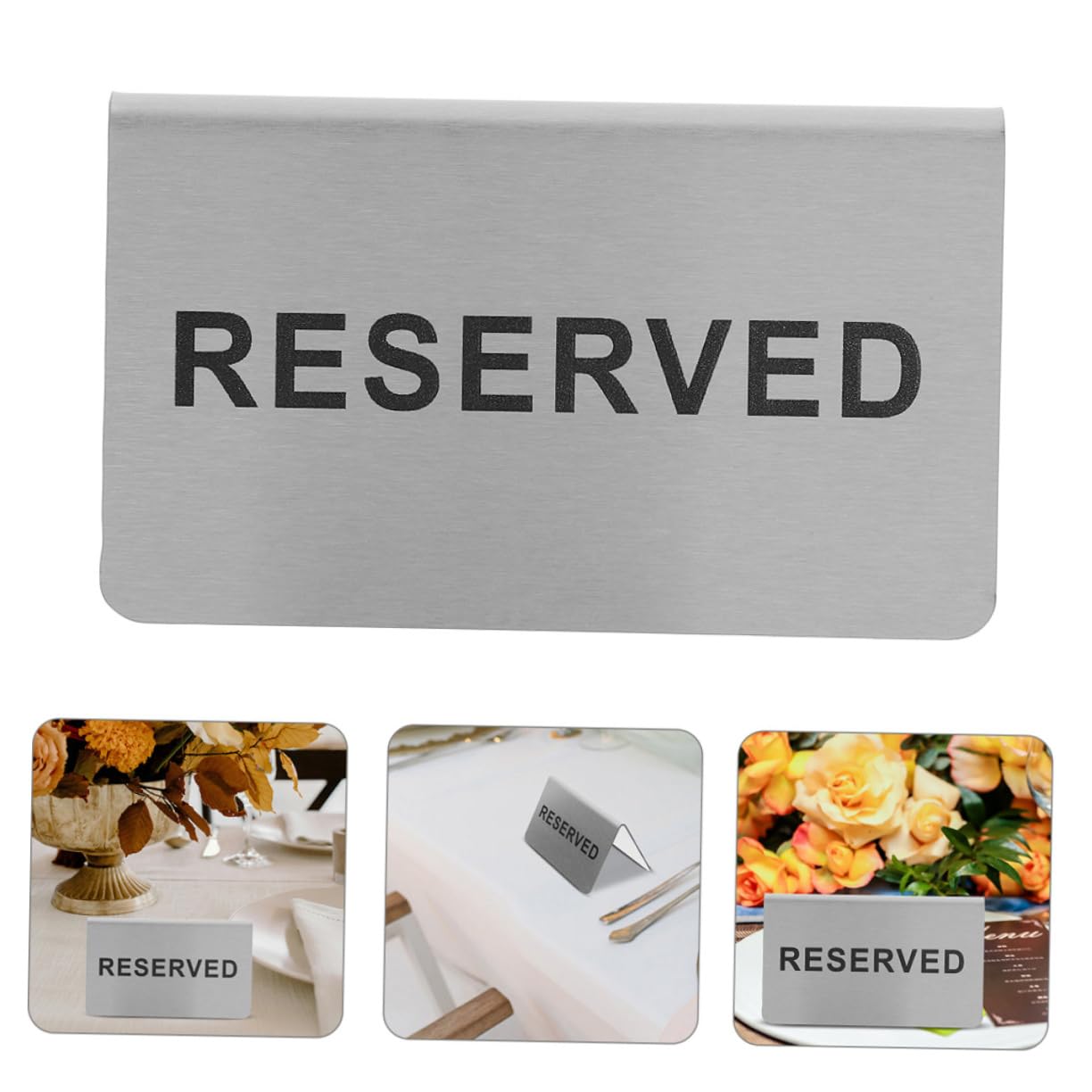 4piezas Letreros De Mesa Para Restaurantes Acero Inoxidable Doble Cara Para Bodas