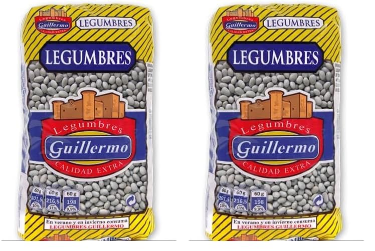 Guillermo | Alubia blanca arrocina - Paquete 1kg. | Calidad Extra | Gran fuente de proteínas vegetales, hidratos de carbono, minerales y vitaminas (Paquete de 2)
