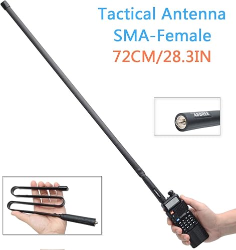 Miniatura 2 de Abbree SMA - Antena de banda dual hembra VHFUHF 144430 MHz antena de látigo suave de alta ganancia para radio bidireccional Baofeng UV-5R UV-82.