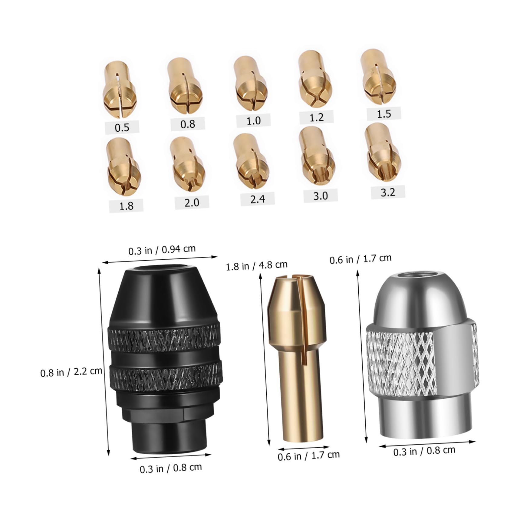 Veemoon Copper Sandwich Tool Set Drill Chuck Collet Set Drill Rotary Tool Accessory Kit Secure Clamping Construction