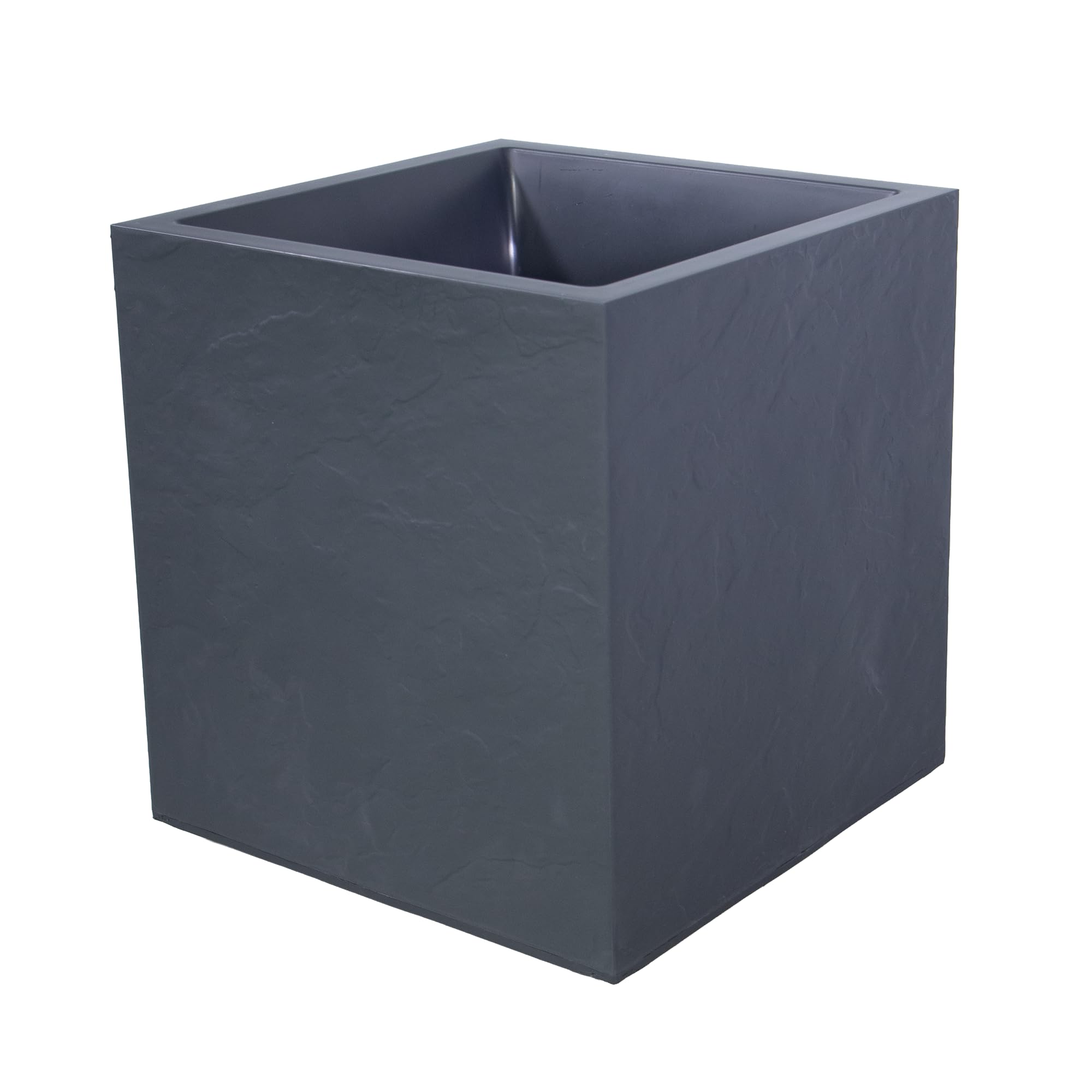 mgc24 Blumenkübel 39,5 x 39,5 x 43,5 cm Steinoptik, anthrazit grau | Quadratischer Pflanzkübel mit 31 L Volumen für Garten, Terrasse & Balkon | wetterfest, leicht & robust