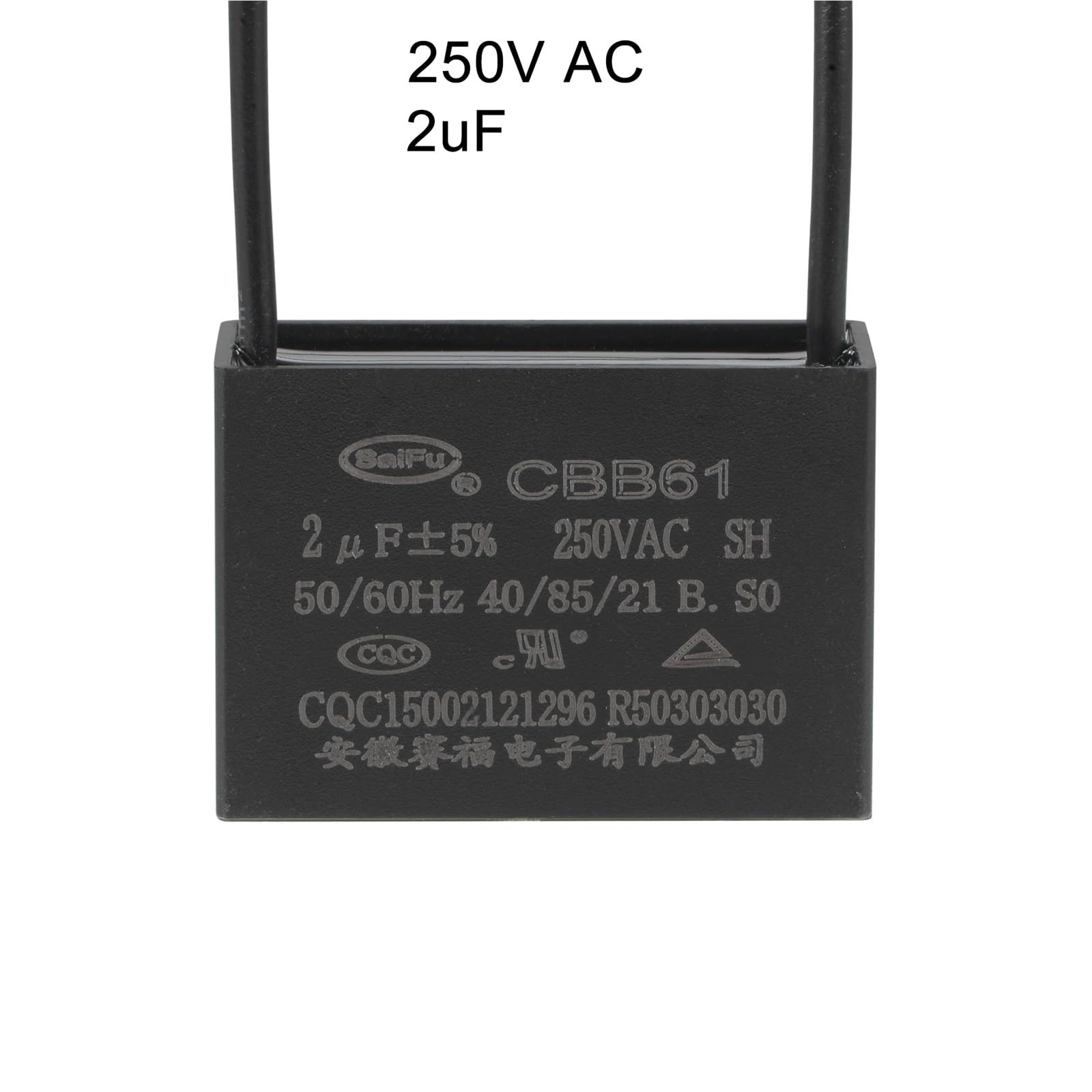 Condensador de ventilador de techo CBB61 AC 250V, condensador de película de polipropileno metalizado for generador de motor de bomba de ventilador eléctrico, 0,8 uF-3uF, 3 uds.(0.8uF)