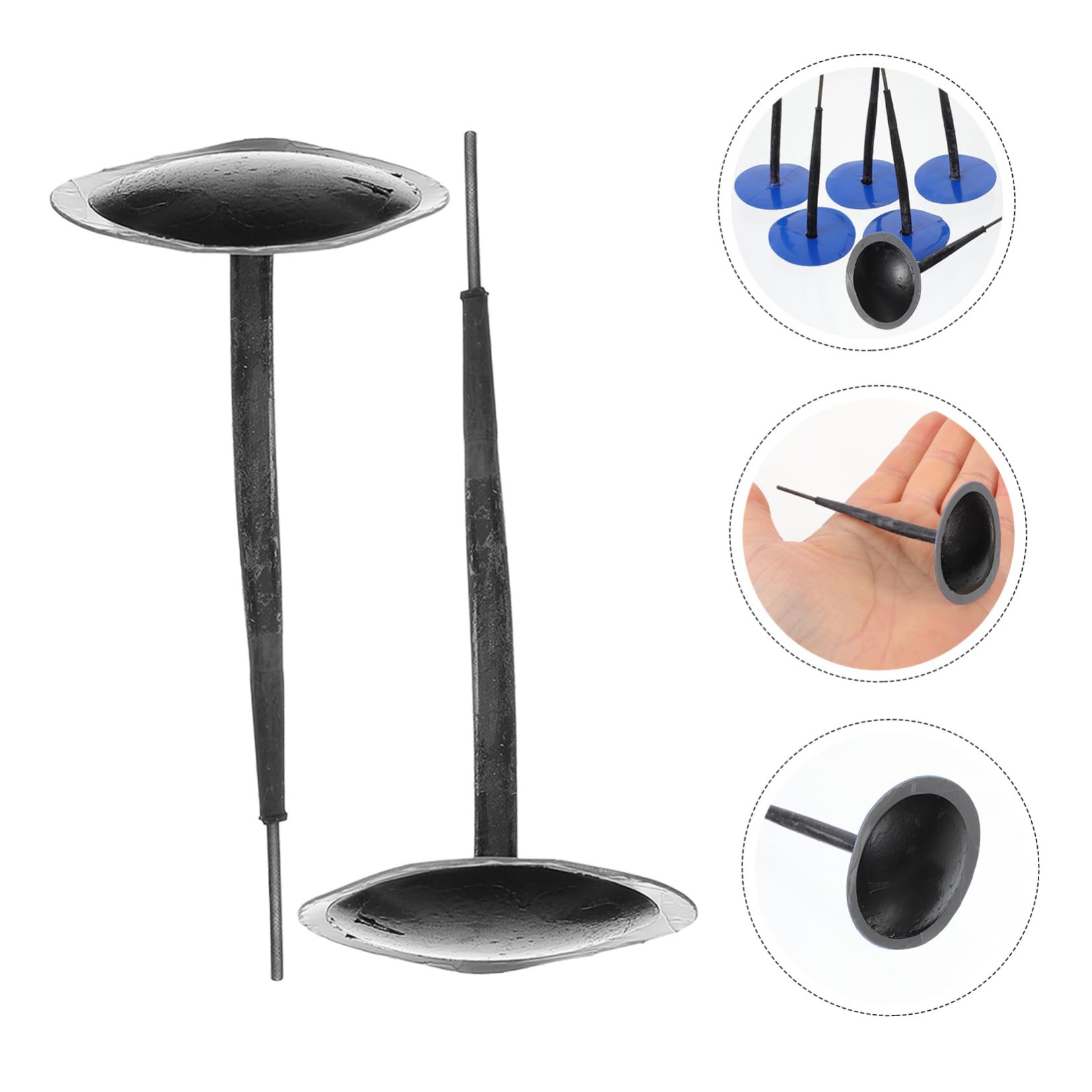 Hemobllo 24 Pezzi Tappi Riparazione Pneumatici in Gomma Nero Chiodi per Riparazione Rapida e Resistente di Pneumatici per Bicicletta Elettrica e Scooter