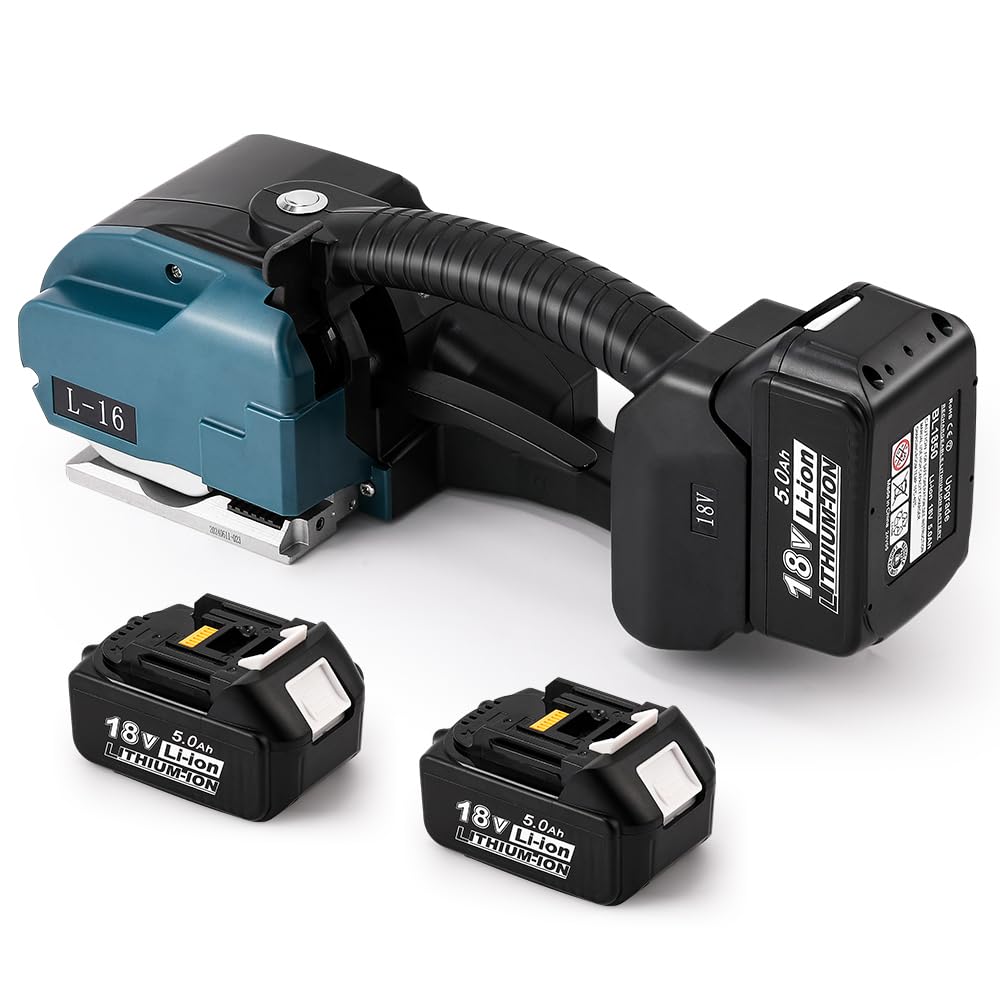 Electric Strapping Machine, 2×5000mah Battery with Display Screen Electric Strapping Tool for Industrial 0.35-0.63” Width Straps Automatic Banding Tensioner Machine