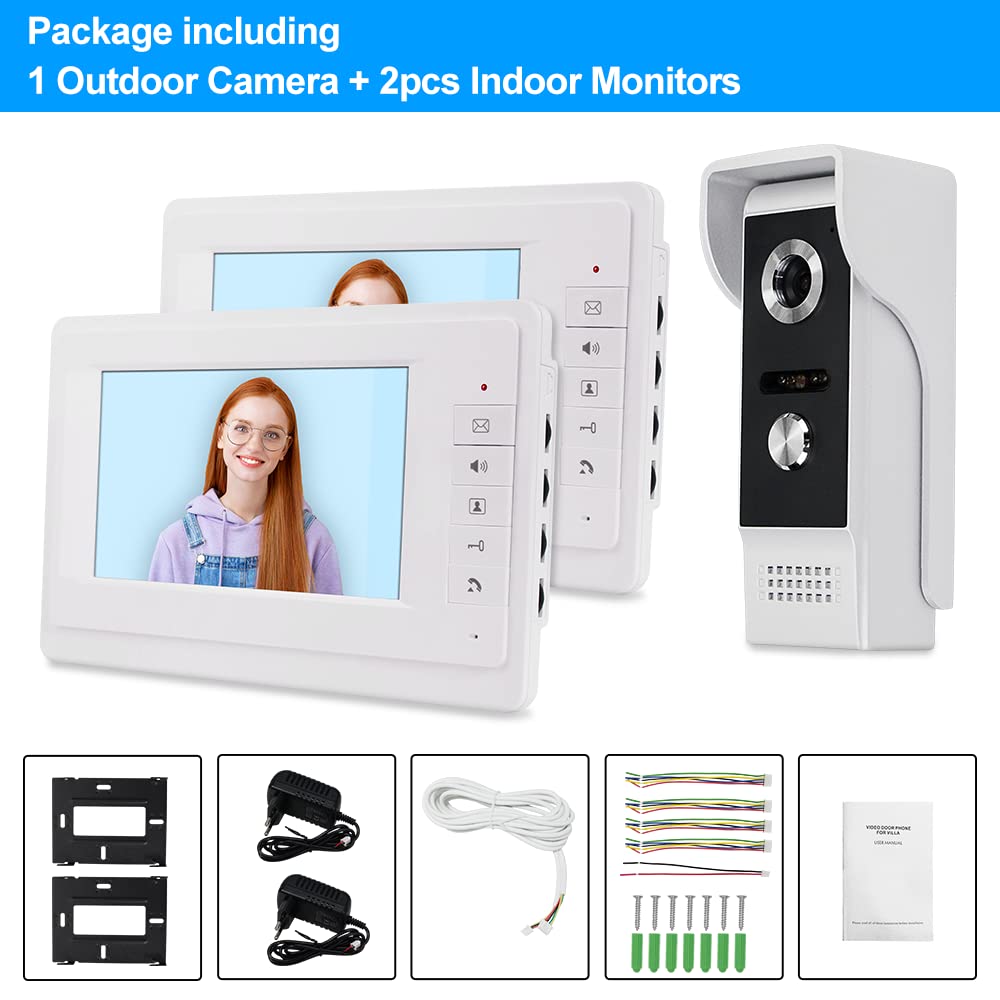 7'' TFT LCD de Color Video Portero Timbre Puerta Sistema de Teléfono para el Hogar 2 Monitors de Interior + 700TVL IR Cámara de Metal
