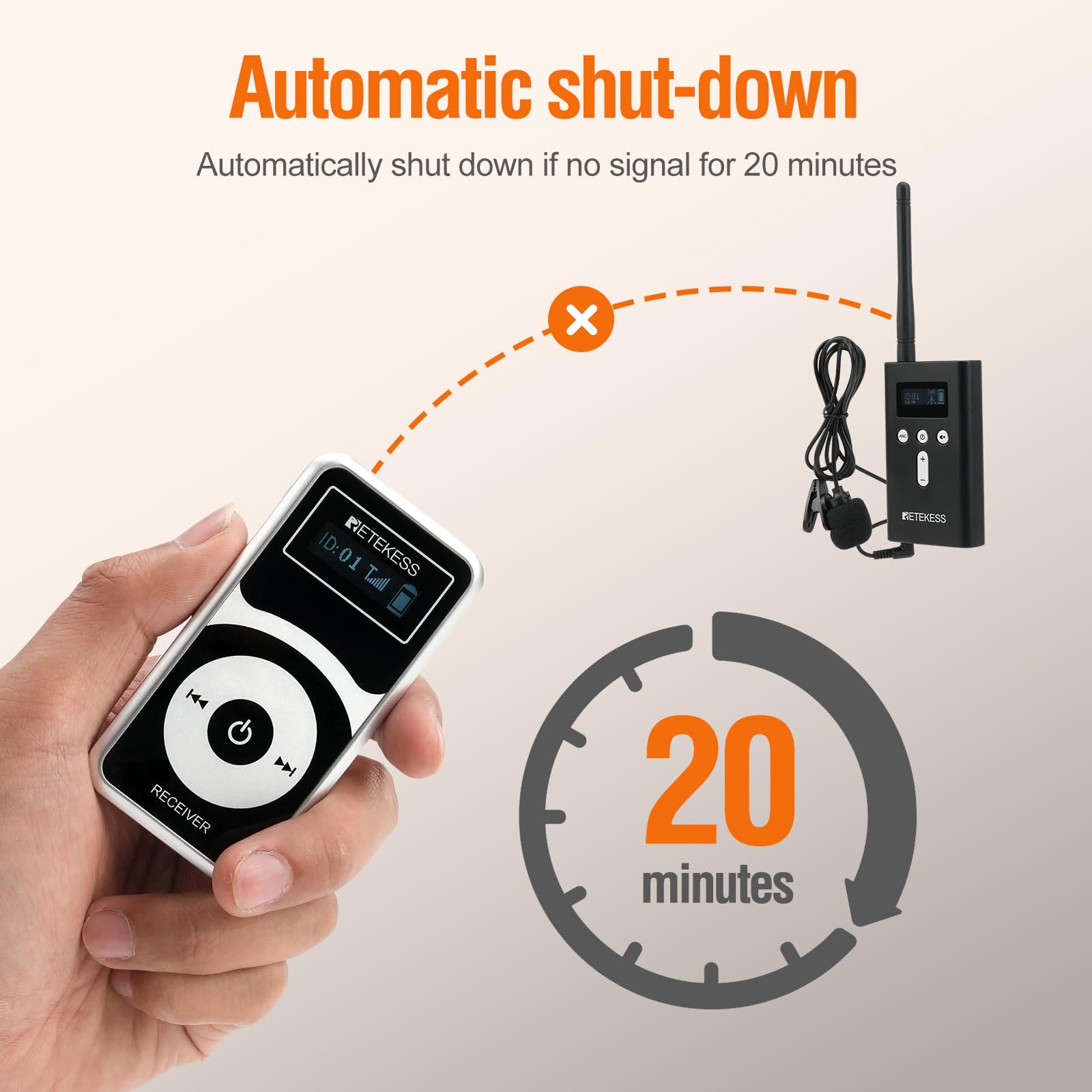 Retekess T130Pro Wireless Tour Guide System, Riduzione del Rumore Migliorata, Guida Turistica Audio a Sussurro, 160m, per Turismo, Visita Fabbrica (2 Trasmettitori 30 Ricevitori)