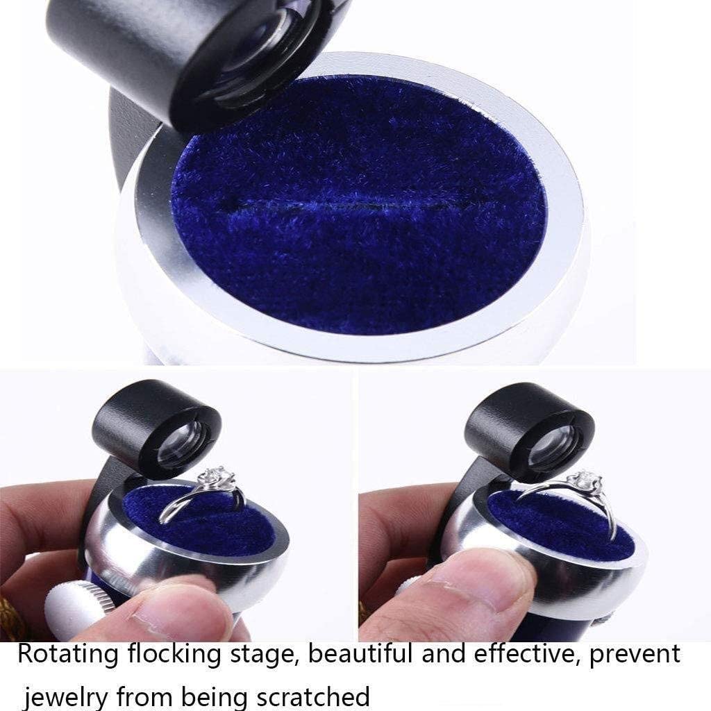 Lupas Lupa de Pantalla Lupa de Metal 20X Aumento La Distancia Focal es Ajustable Comprobación de códigos lumbares Anillos de Diamantes Lupa con luz LED Doble Comodidad