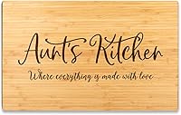 Vista 1 de Andaz Press Tabla de cortar grande de madera de bambú, 17.75 x 11 pulgadas, Aunt's Kitchen Where Everything is Made With Love, 1 paquete, tabla