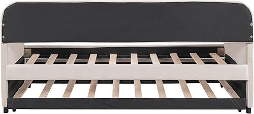 Miniatura 8 de Harper & Bright Designs Sofá cama doble tapizado con nido, sofá cama de terciopelo con marco de madera con rejilla, no necesita somier, fácil