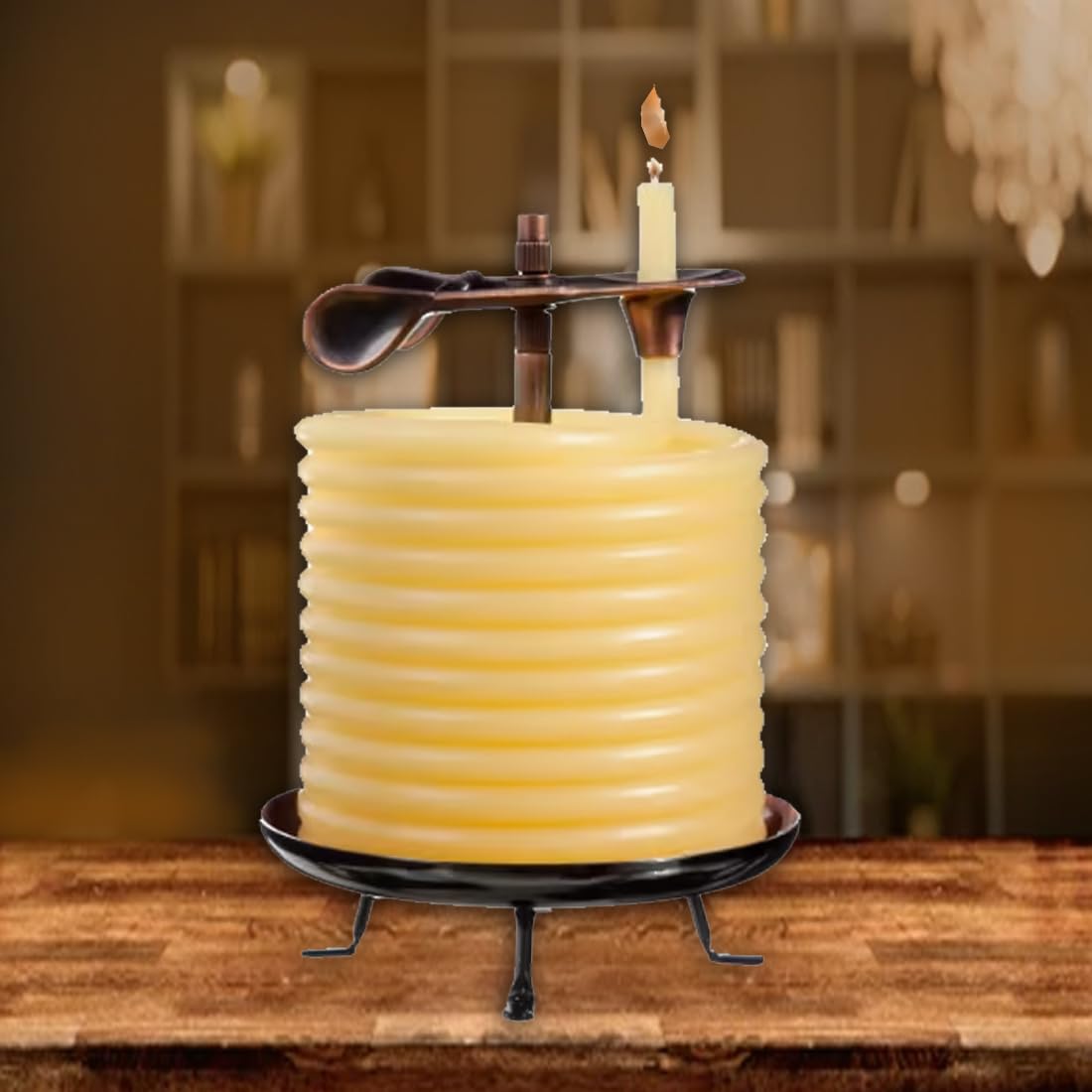 Candle by the Hour Kerze, 144 Stunden Brenndauer, umweltfreundlich aus natürlichem Bienenwachs mit Baumwolldocht, Metall, gelb, Candle