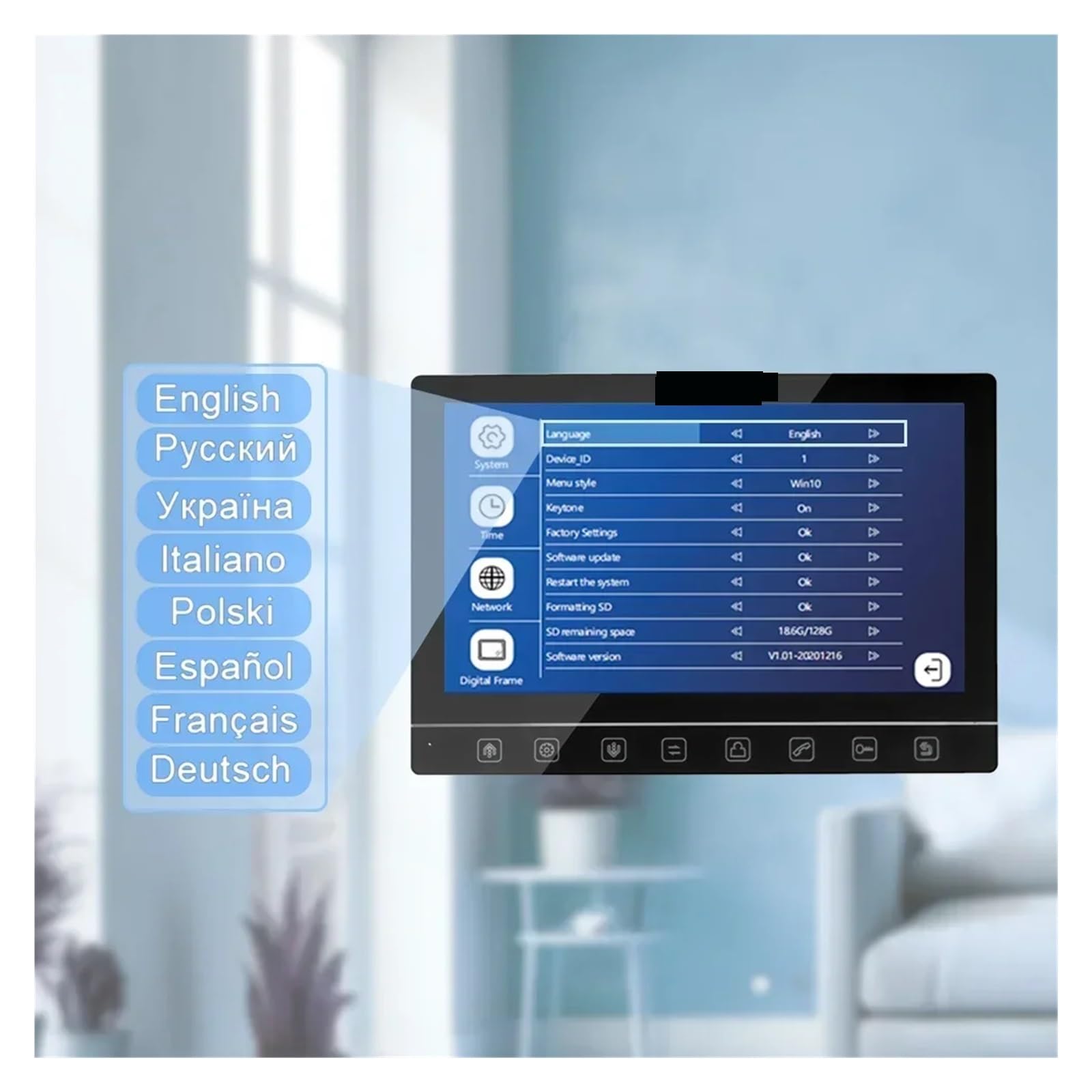 Tuya 7 Pouces vidéo interphone Intelligent 1080p Potro électronique sécurité Garde WiFi Sonnette 160 ° IC caméra Carte déverrouillage Grand Angle(1S v 1W)