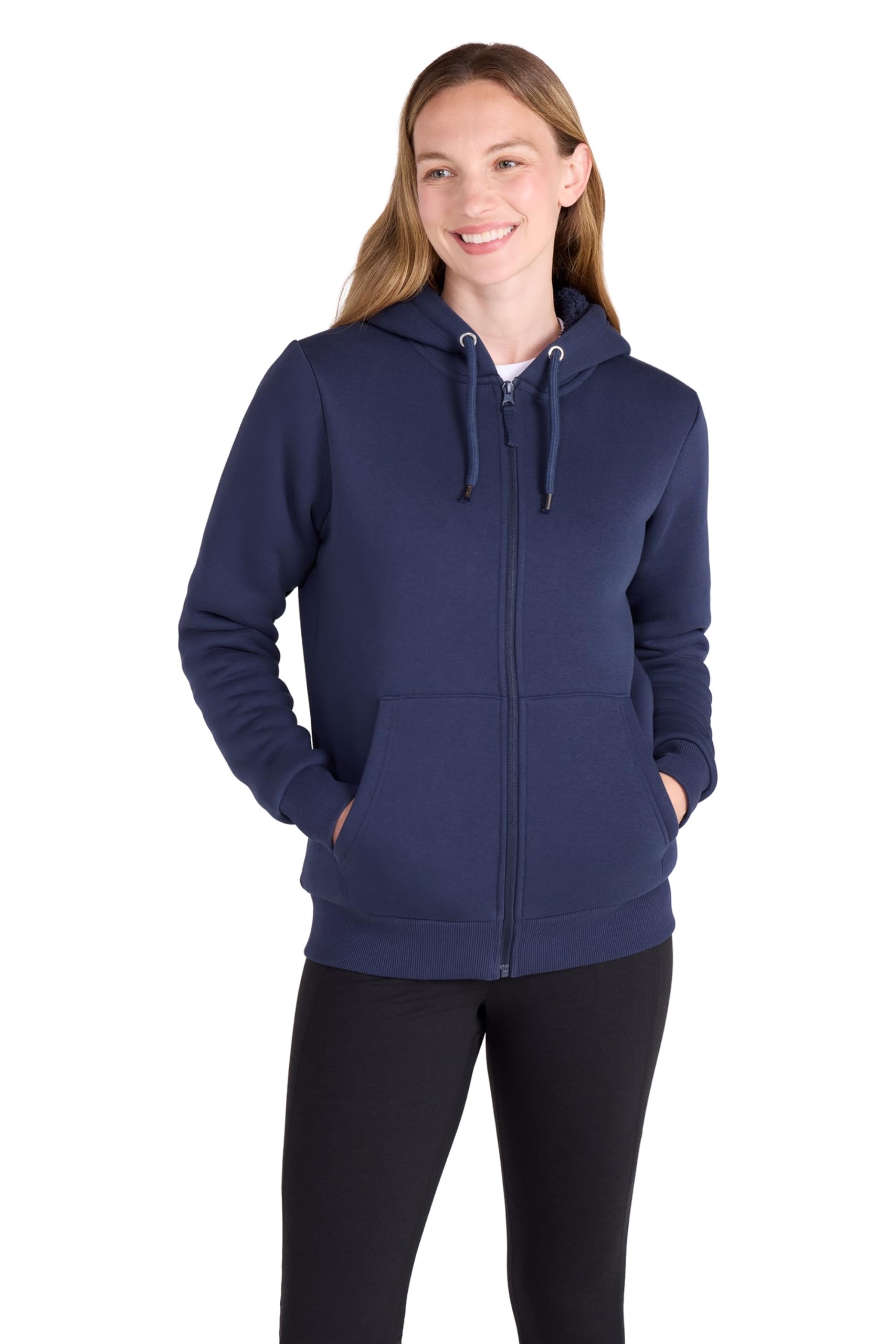 Mountain Warehouse Women's Navy Dalton Sherpa Lined Hoodie - Warm & Cosy, Full Zip Sweartshirt With Front Pockets & Drawcord - For Spring Summer, Outdoors & Walking 8