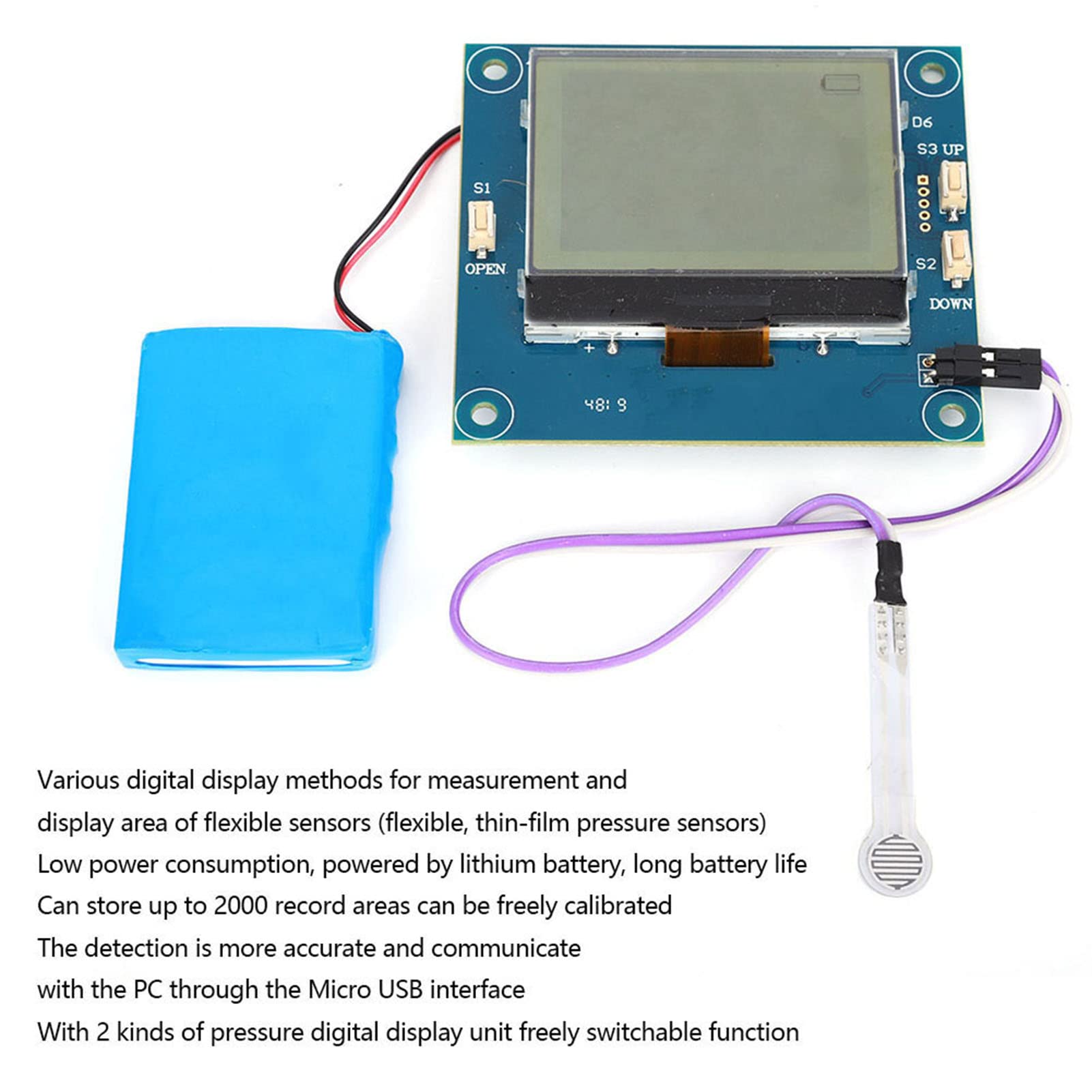 Módulo de detección de pantalla del sensor de presión Batería de litio digital de 2,5 pulgadas Película flexible recargable 5,9 MPa MY2801 para pruebas industriales