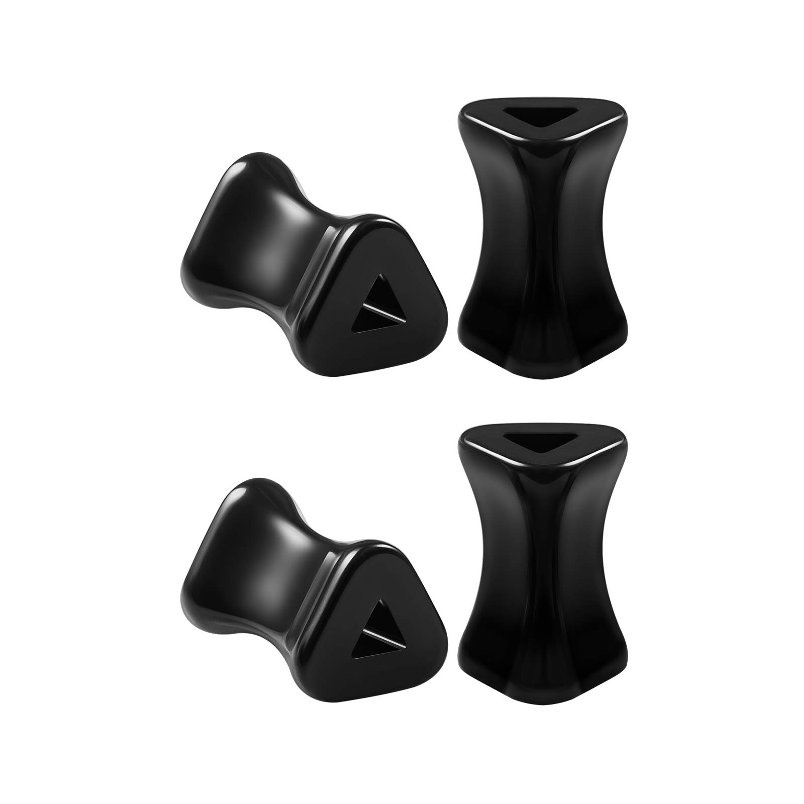 BIG GAUGESBIG GAUGES 2 Pairs Black Acrylic Square Double Flared Saddle Piercing Jewelry Stretcher Ear Earring Lobe Flesh Tunnel Plugs