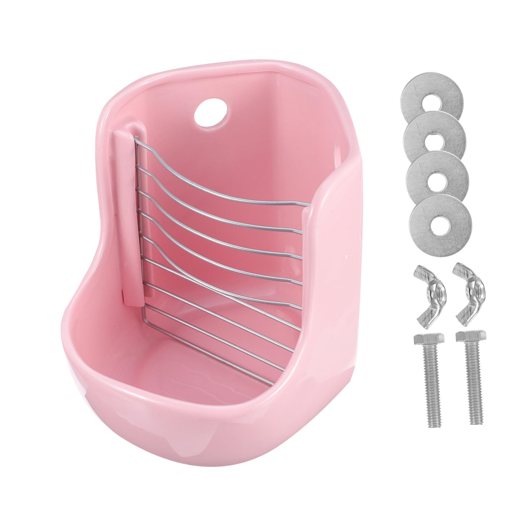 Mangiatoia per Piccoli Animali in Ceramica Rosa, Supporto Fisso | Conigli e Cavie, Superficie Liscia, Installazione Semplice, Uso per Cibo e Fieno