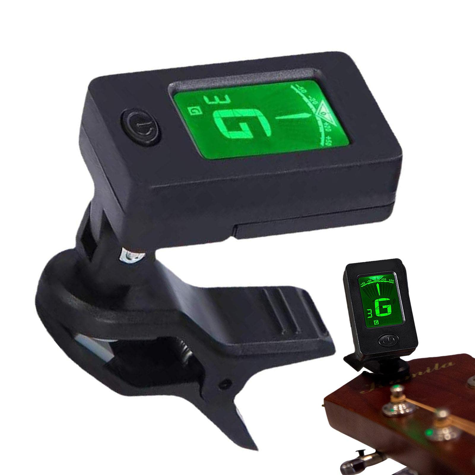 Tacery Single Attribute Clip On Guitar Tuner - Digital Guitar Tuner Clip On With Led Screen | Accurate Tuning Tuner Clamp For Acoustic/Electric Guitar, Ukulele, Violin, Bass, Banjo