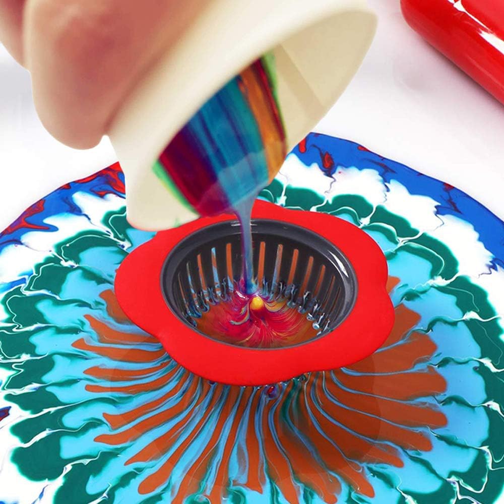 ATROPOS 8 Pcs Acrylic Paint Pouring Strainers Plastic Silicone Strainer for Pouring Acrylic Paint and Creating Unique Patterns and DIY Painting Tools