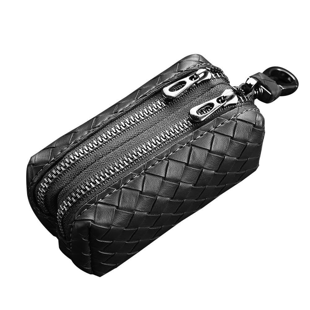 Car Key Case, Pocket PU Leather Key Fob Cover Case, Car Smart Key Chain Keychain Holder with Metal Hook & Keyring