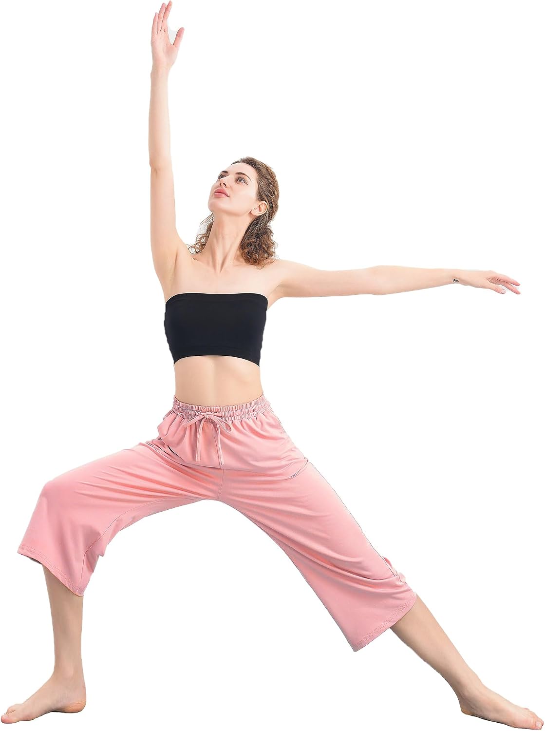 Kivdol 3 PACK Womens Capri Pants Loose Yoga Pants Wide Leg Drawstring Comfy Lounge Pajama Capris Loose Sweatpants with Pocket