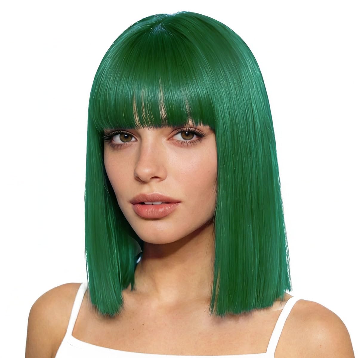 PARXITN Bob Perücke mit Pony Blond Perücke 28cm Synthetikhaa