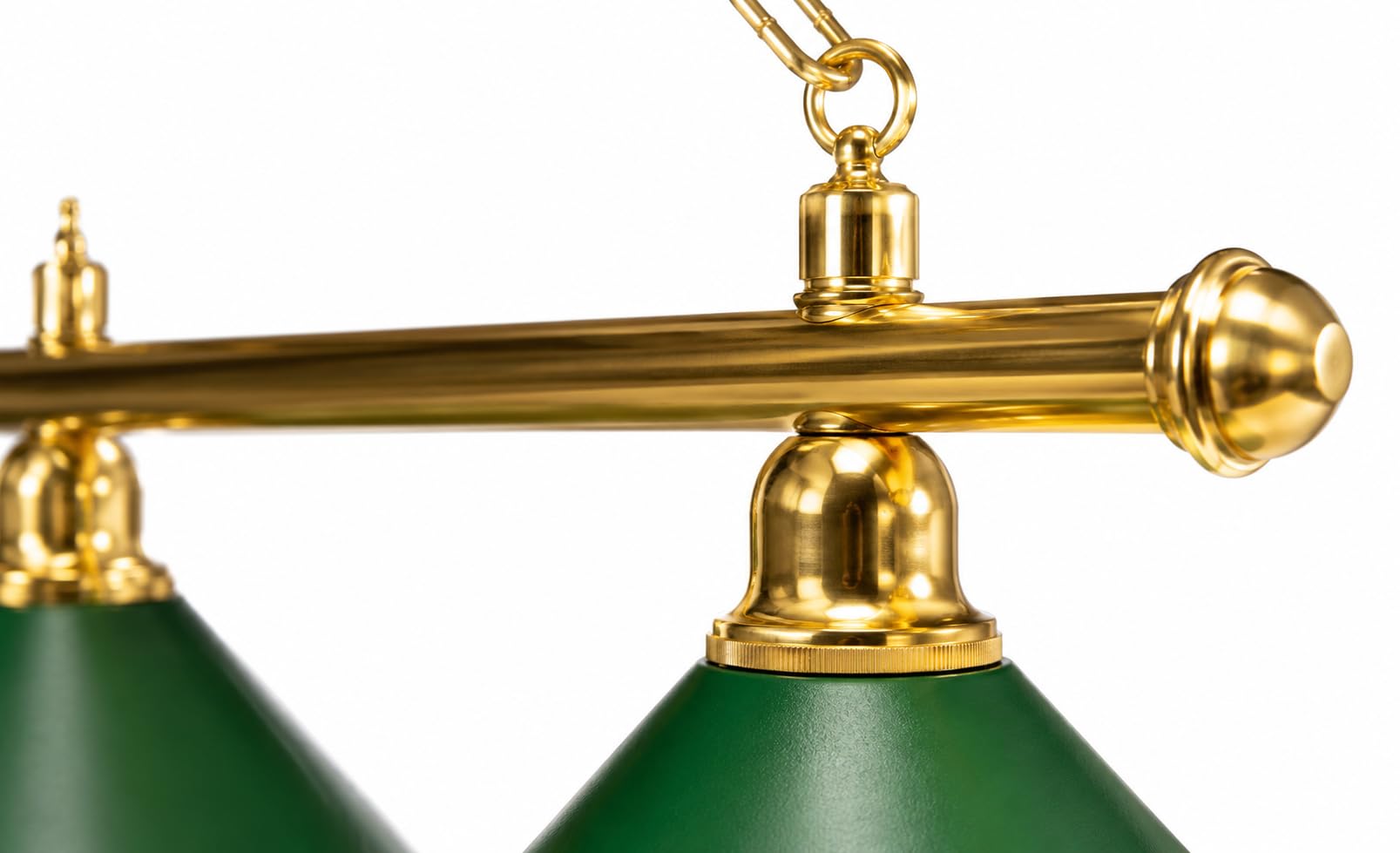 John West Billardlampe London, Messing/Grün, 4 Schirme, 180 cm | Billardtisch Lampe für 9ft Tische, E27 Beleuchtung