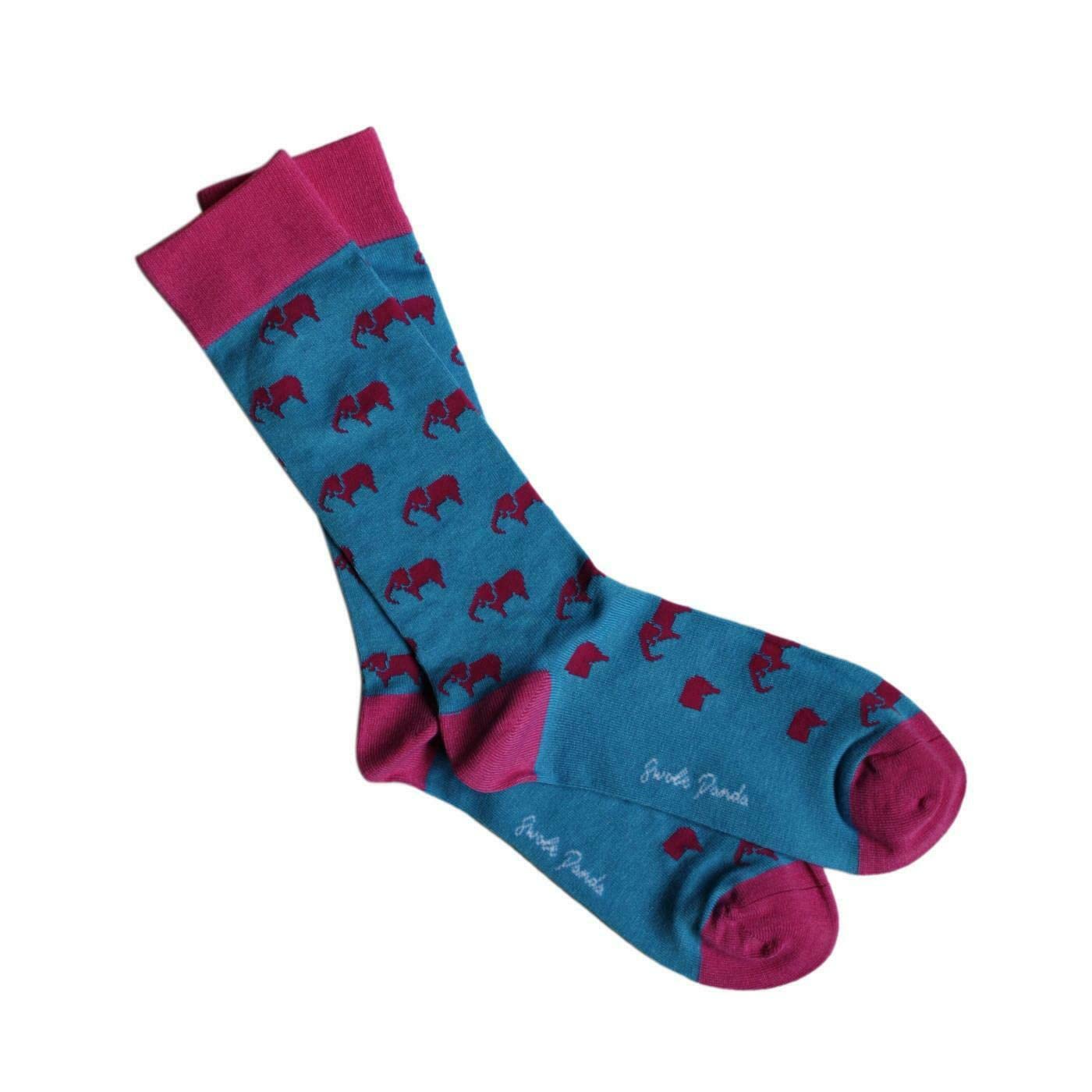 Swole Panda Bamboo Socks UK 4-7 - Blue Elephant Womens Socks