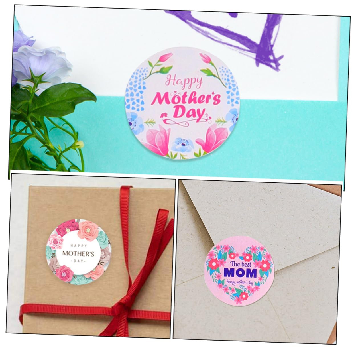 SHINEOFI 8rotoli Etichette Adesive Festa Della Mamma Di Stickers Decorativi Per Regali e Chiusura Buste Facili Da Rimuovere e Adatte Diverse Superfici